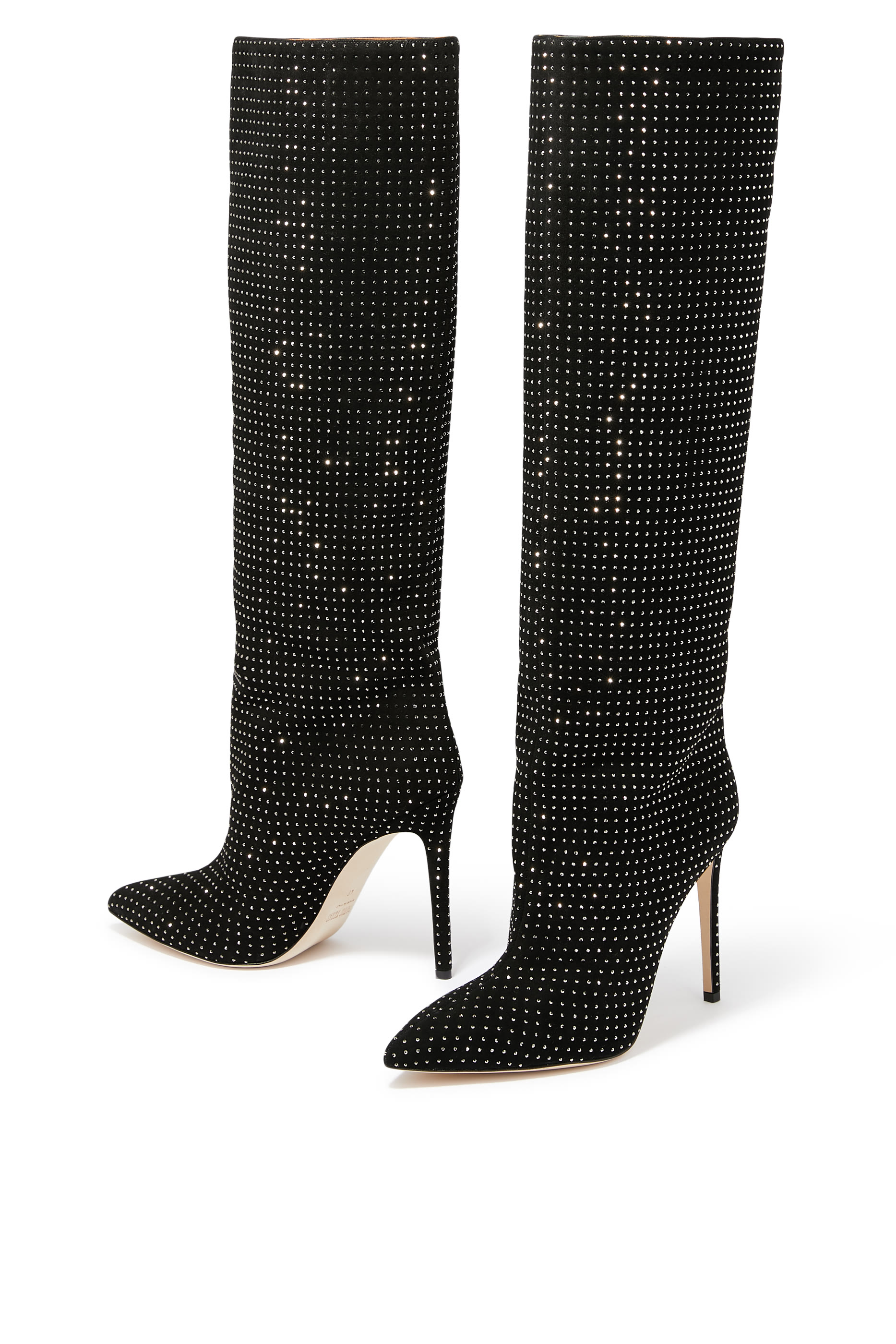 Holly 105 Crystal-Embellished Suede Knee Boots