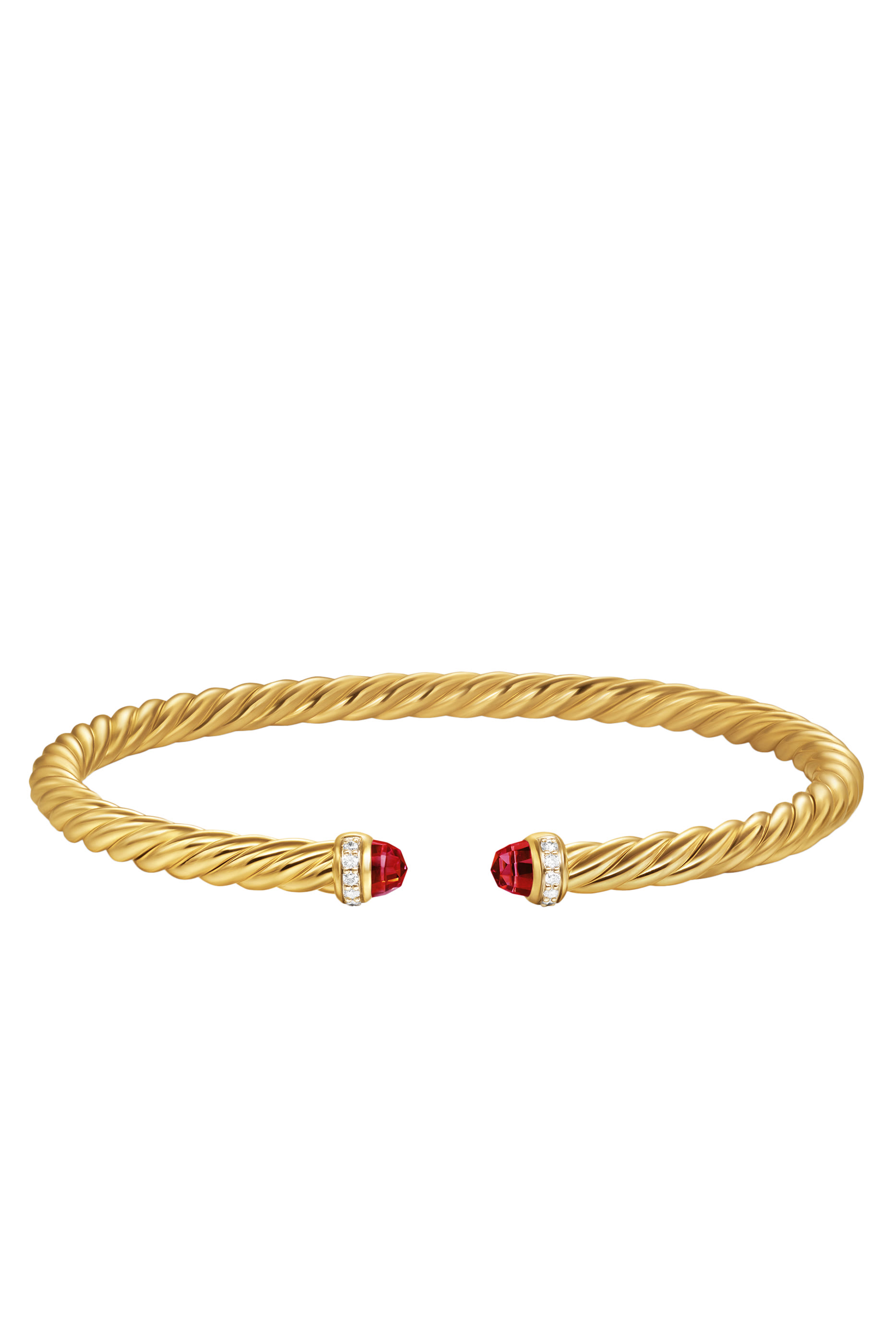 Cablespira® Flex Bracelet, 18k Yellow Gold, Diamonds & Rhodolite Garnet