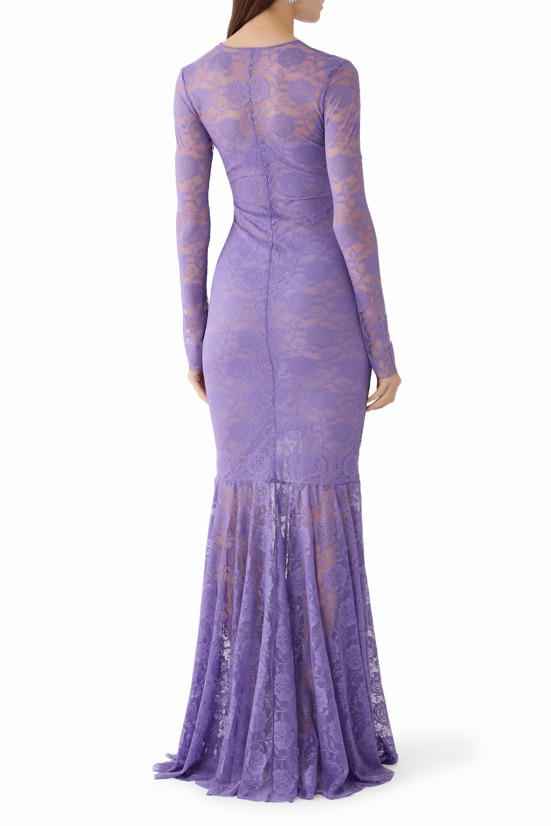 V-Neck Shirred Front Fishtail Gown