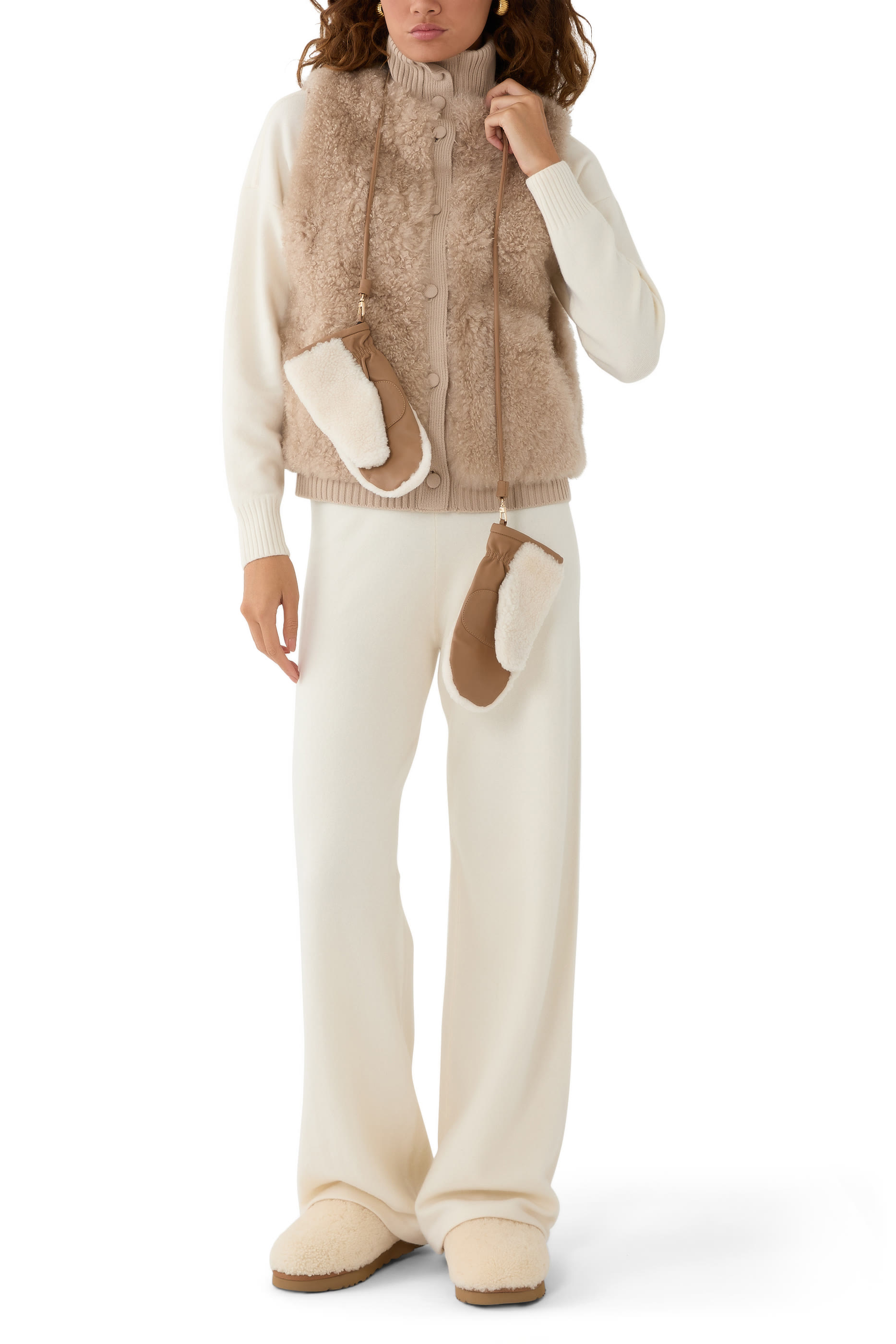 Merino Knit and Lambskin Short Gilet