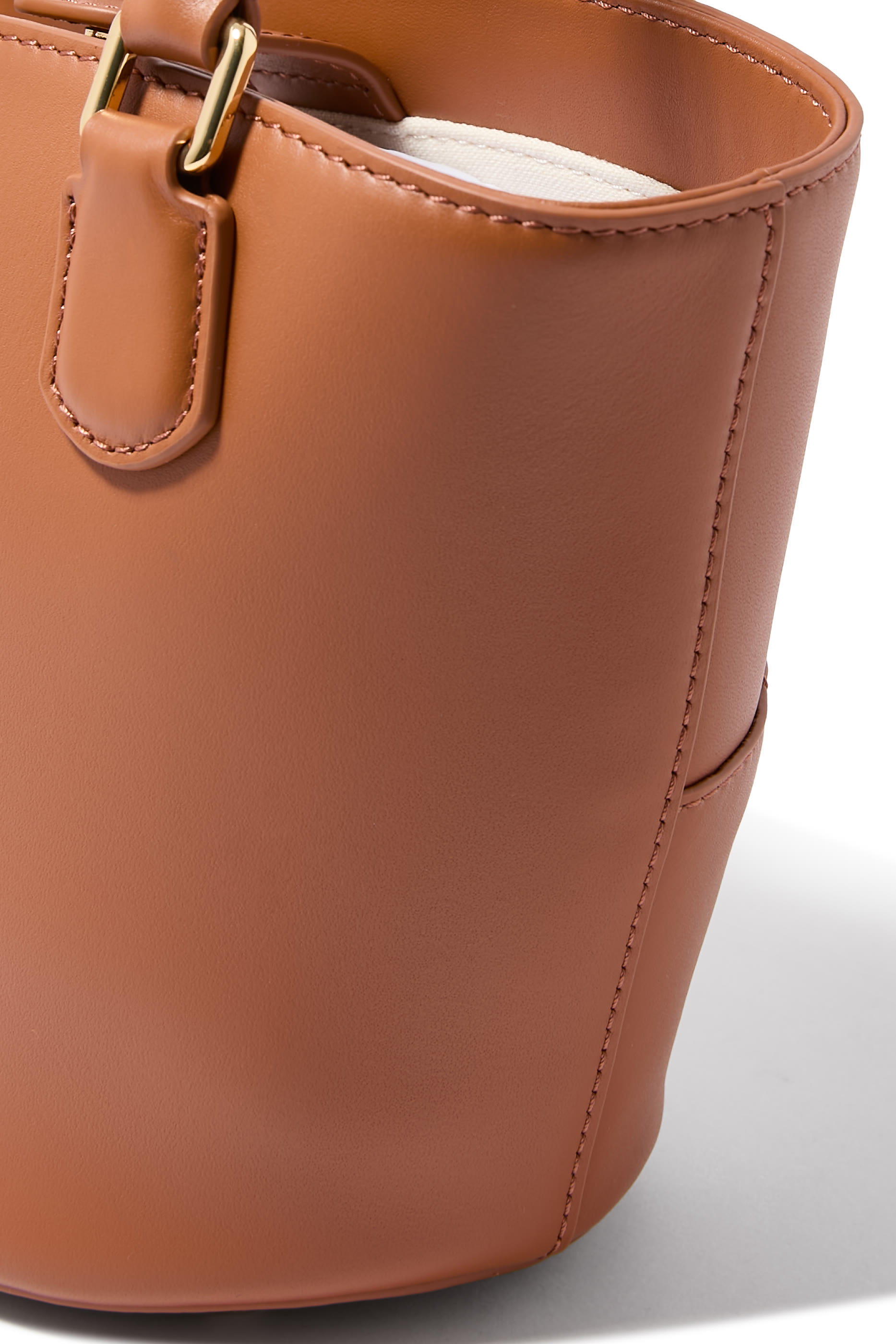 Tan Leather Charm Tote Bag