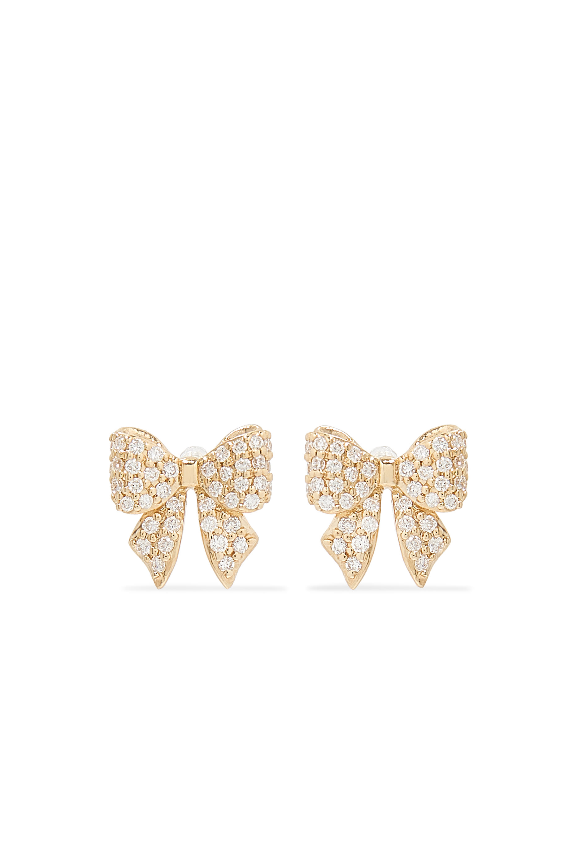 Kids Bow Studs, 14K Yellow Gold &  Diamonds