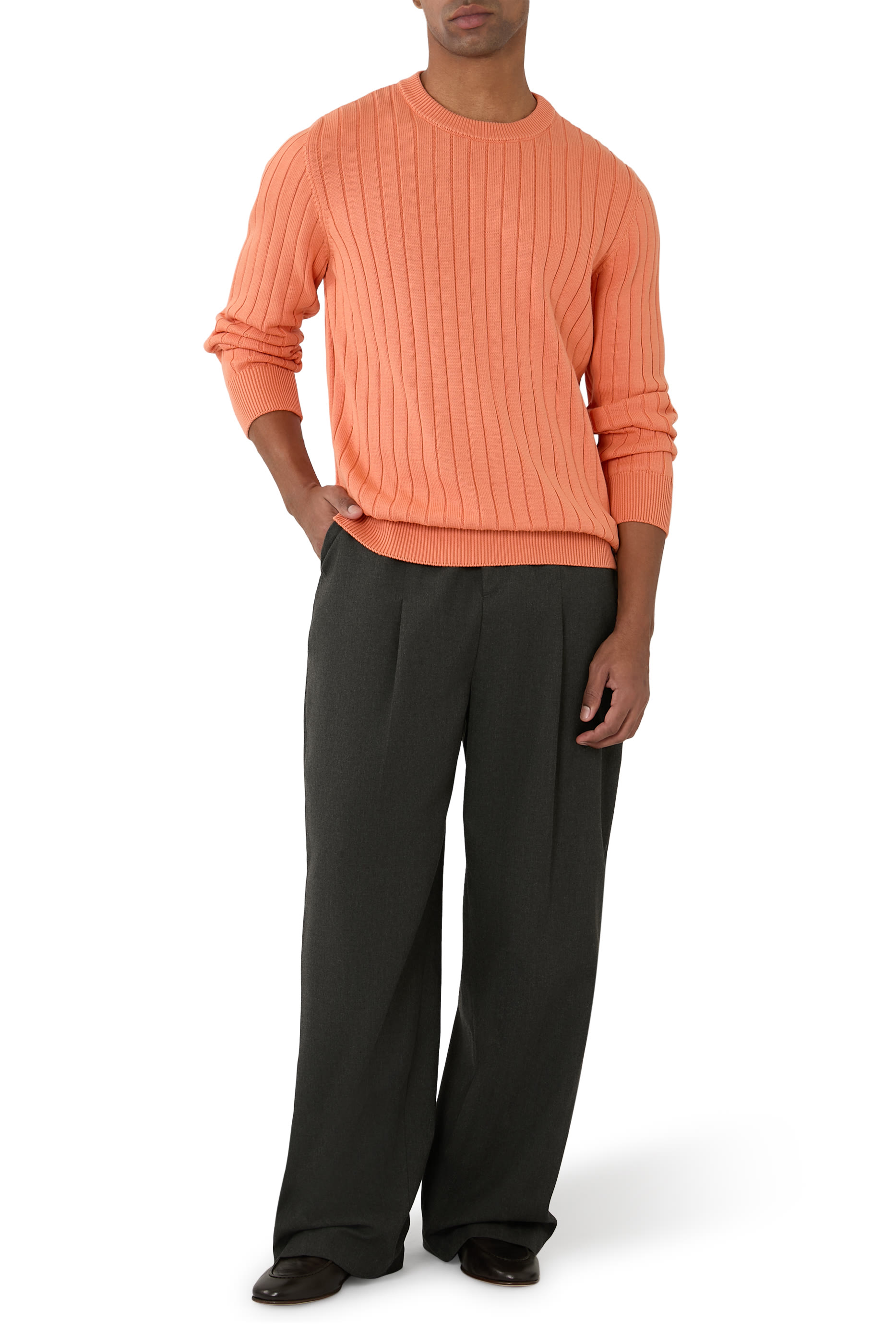 Rib-Knit Crewneck Sweater