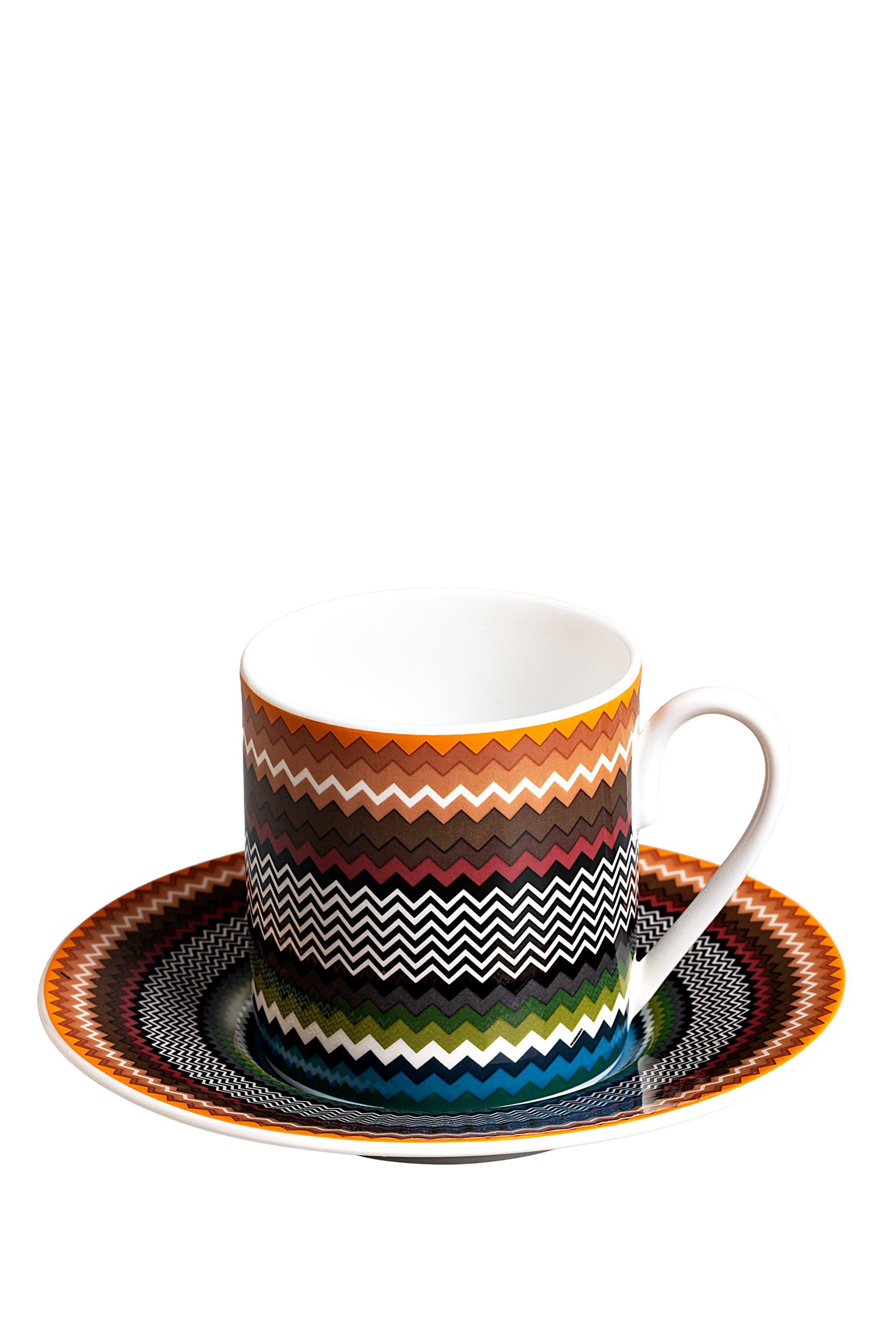 Zig Zag Foliage Luxury Box Coffee Cup & Saucer Set