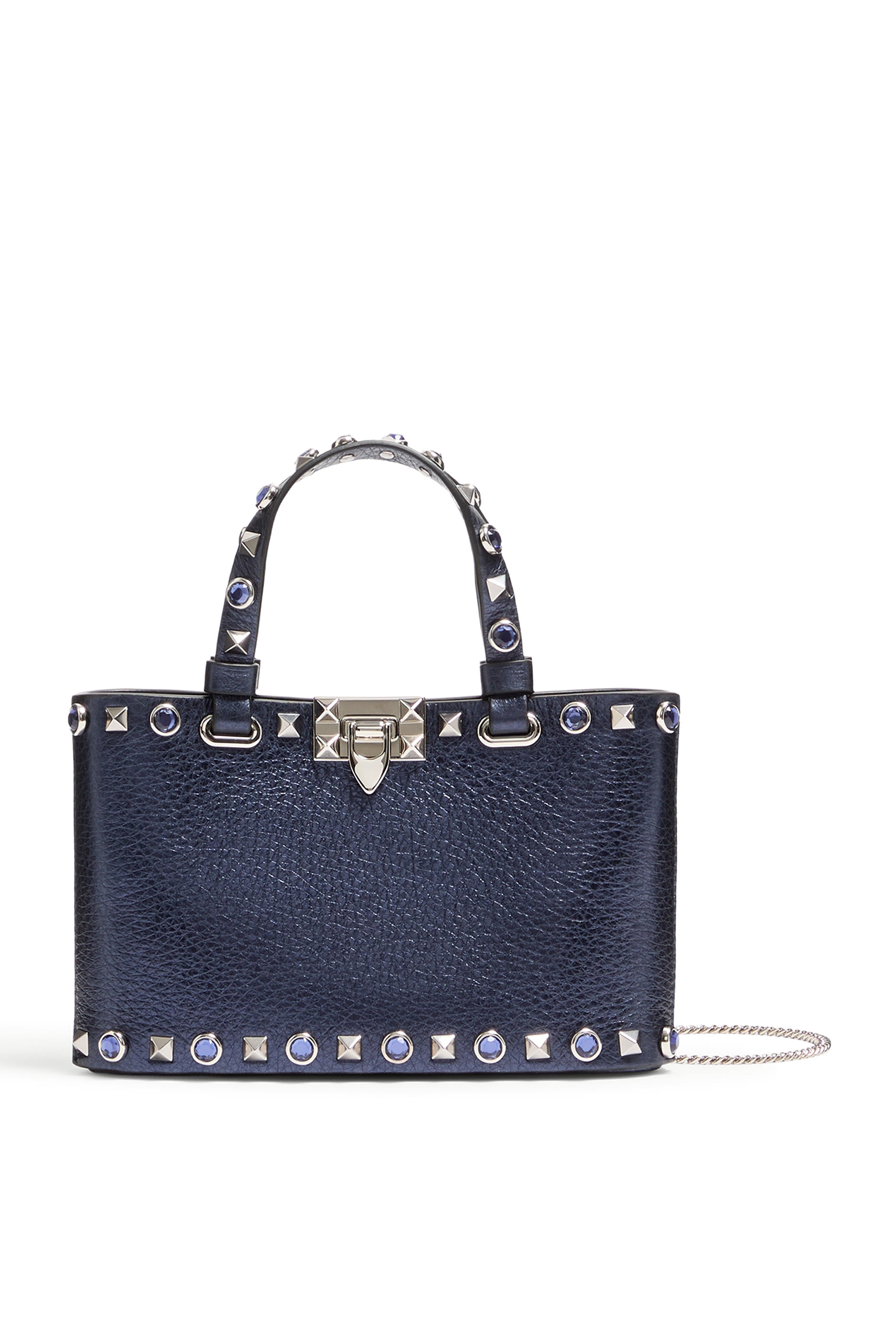 Rockstud Mini Shopping Bag in Laminated Calfskin