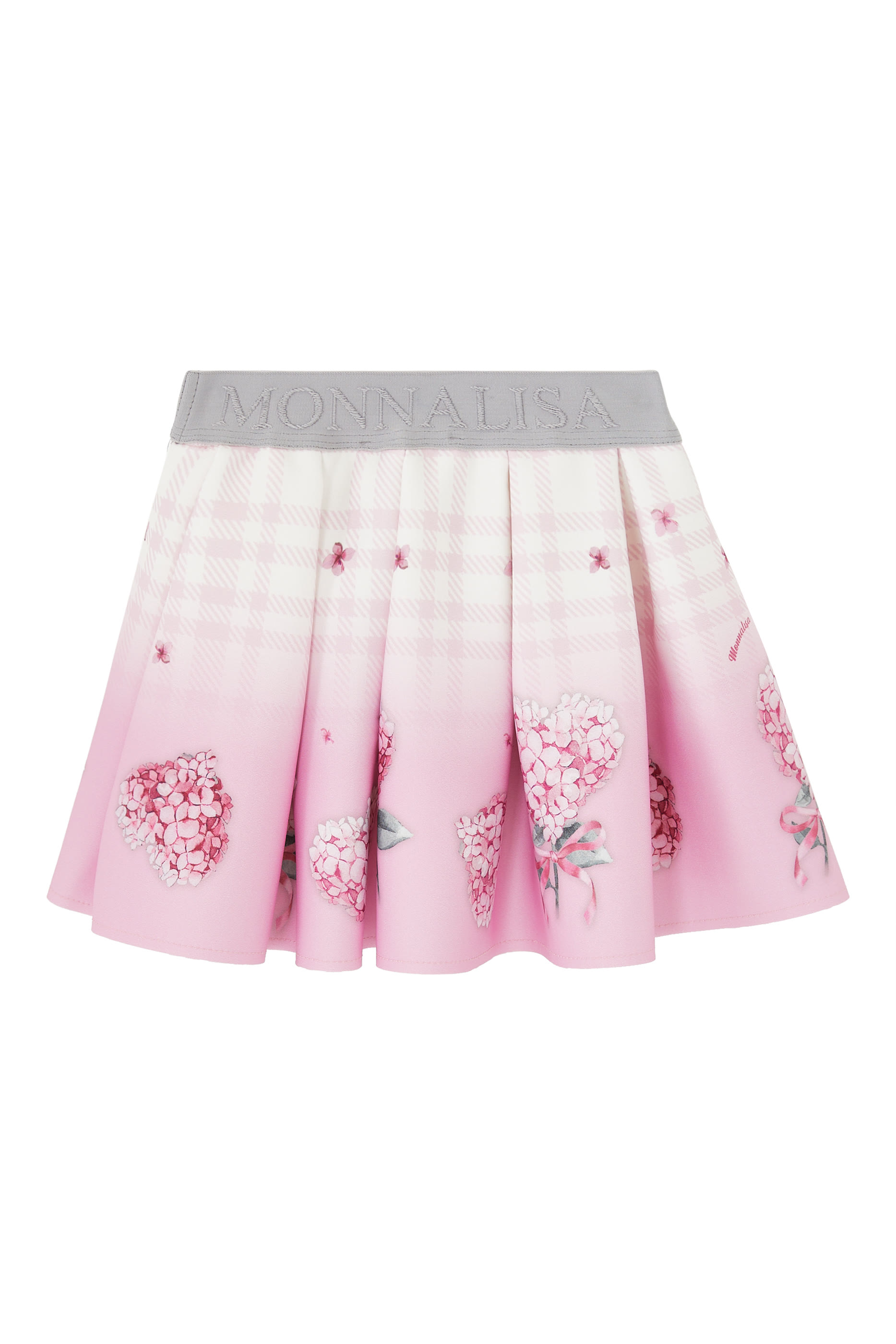 Kids Rose-Print Pleated Skirt in Neoprene