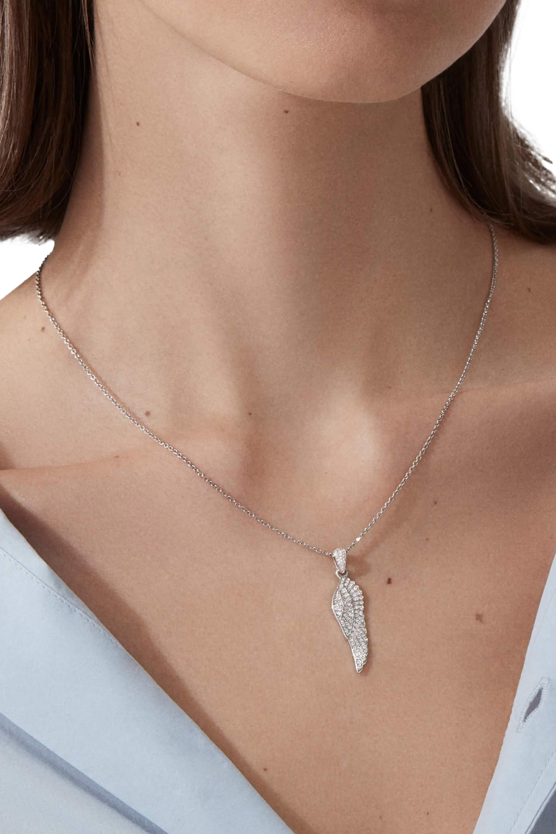 Wings Classic Mini Icons Diamond Pendant in 18K White Gold