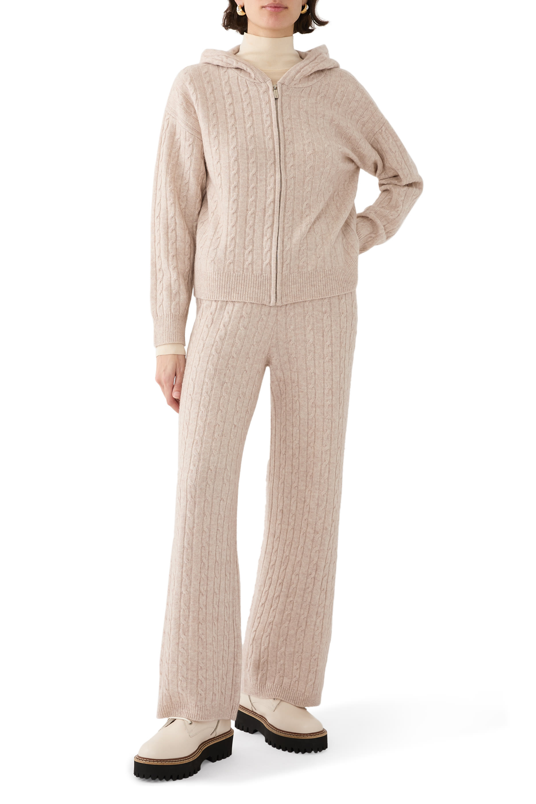 Cable-Knit Zip-Up Cardigan