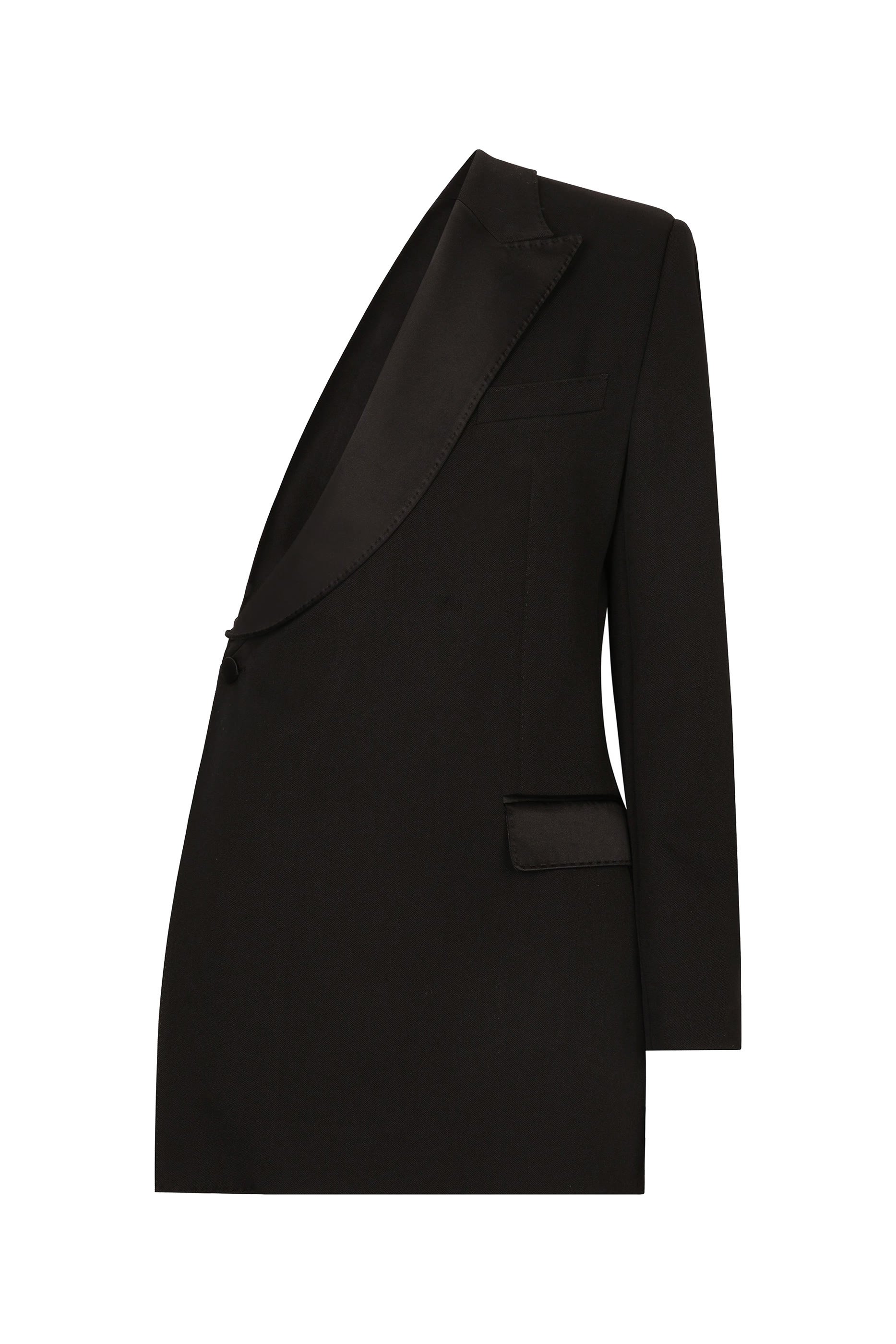 One-Shoulder Wool Gabardine Jacket