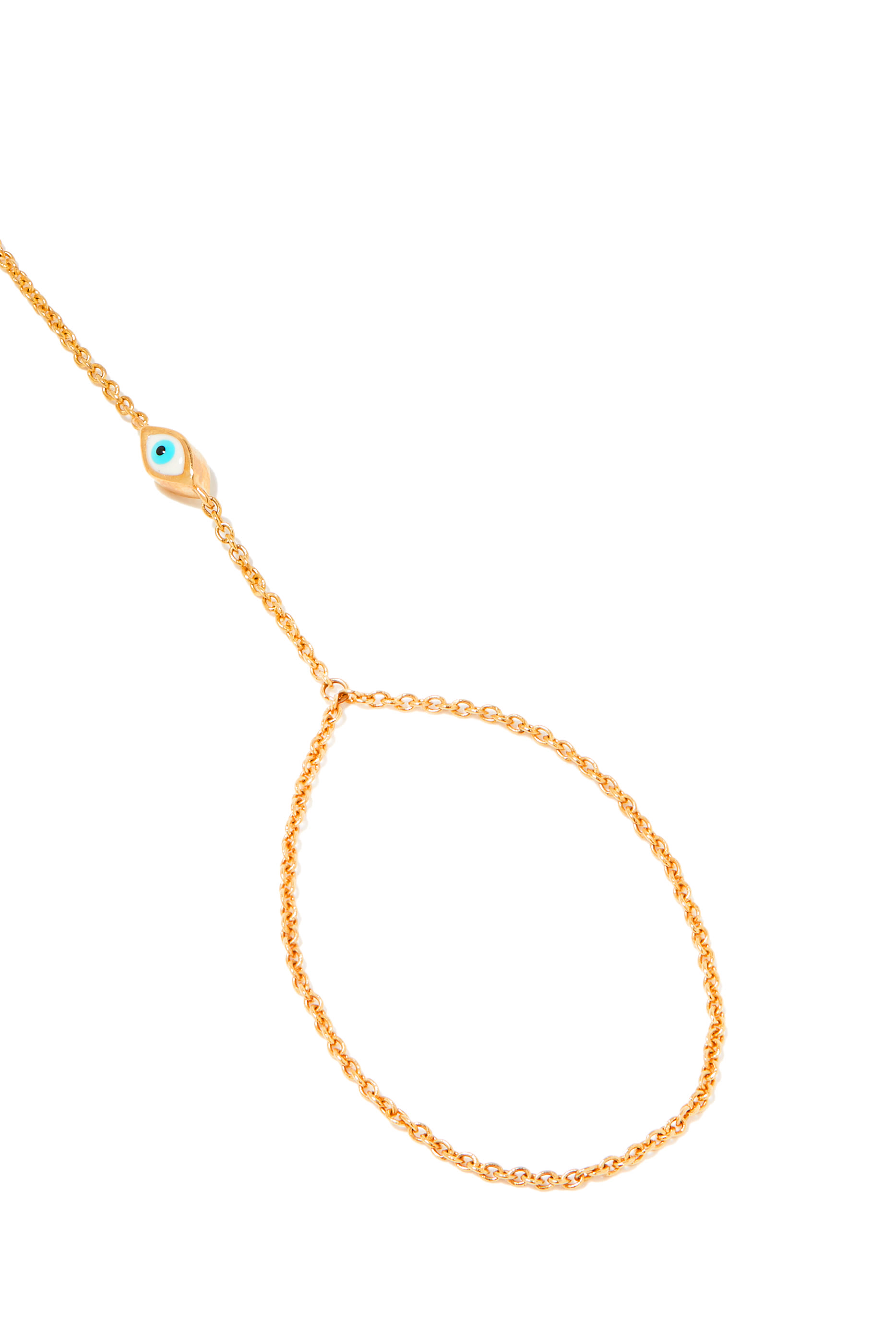Evil Eye Princess Handchain, 14K Yellow Gold & Diamonds