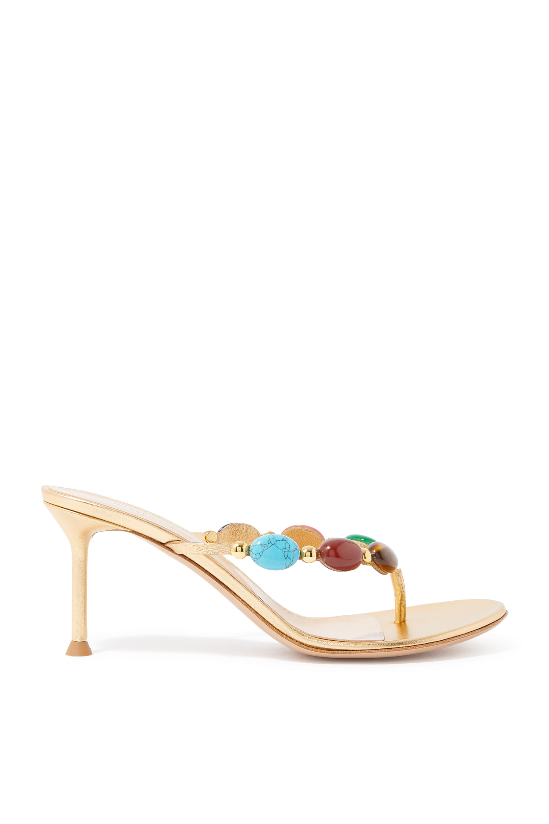 Shanti 70 Stone Embellished Metallic Leather Sandals