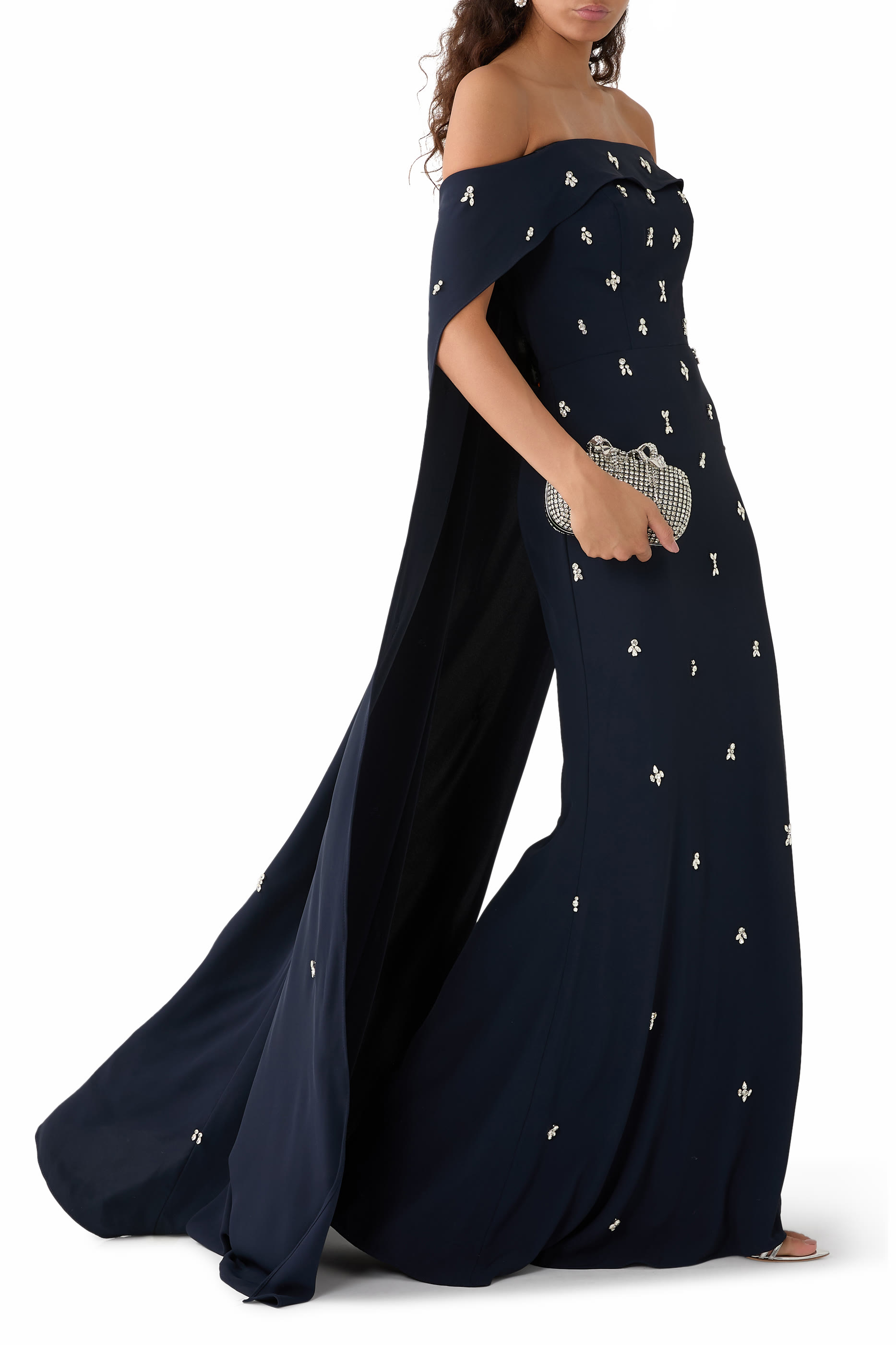 Off the Shoulder Cape Dress