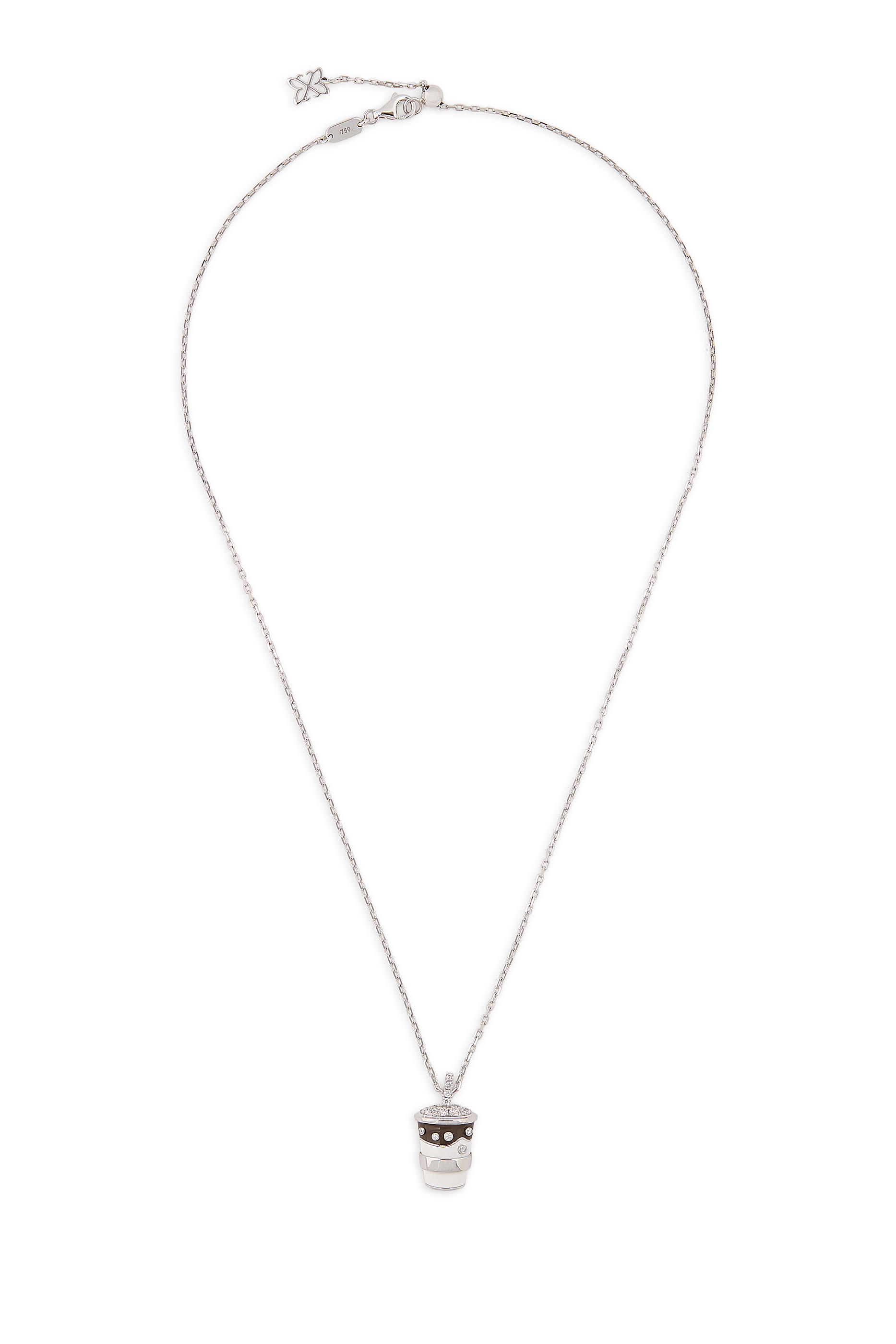 Coffee Necklace, 18k White Gold & Diamonds
