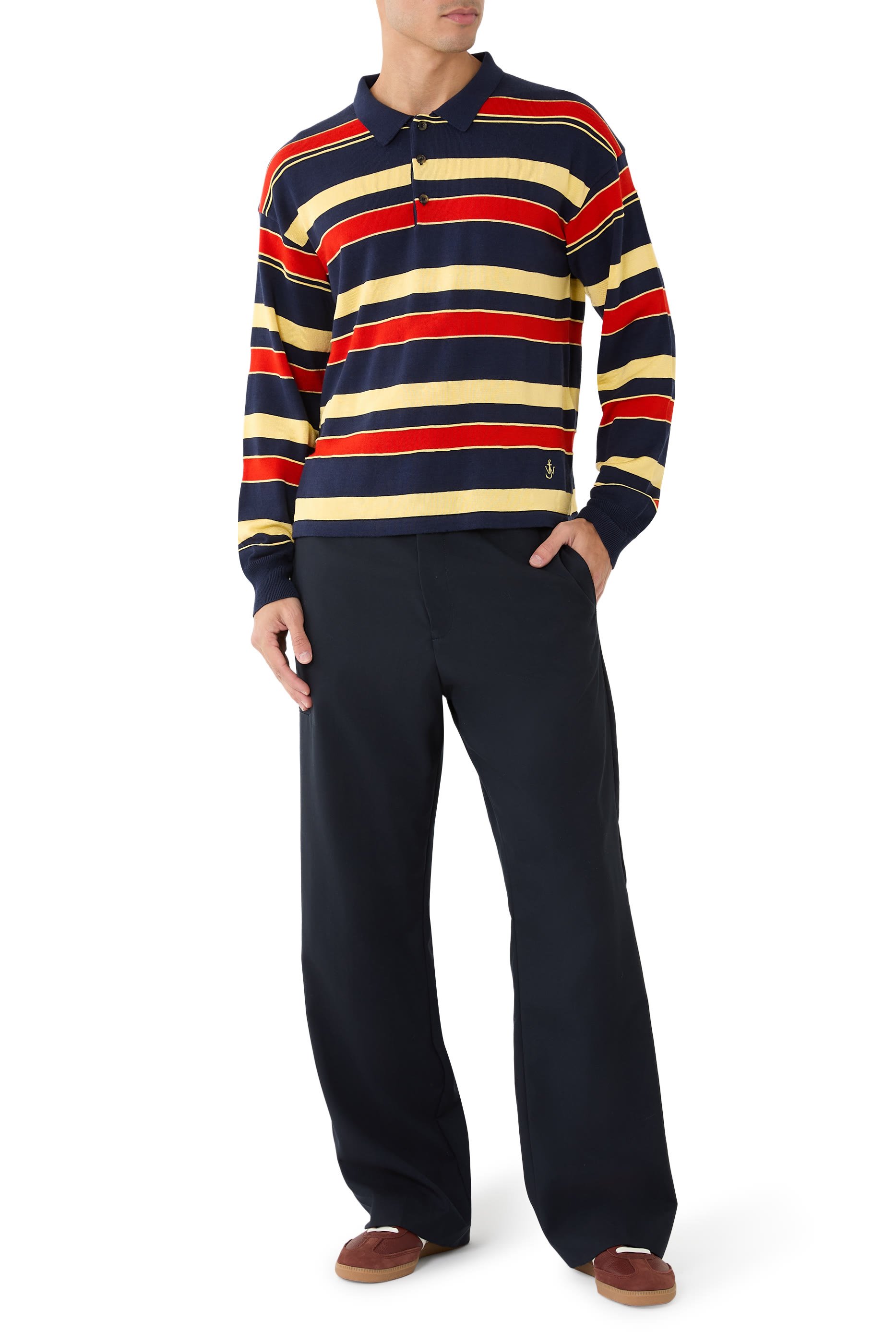  Knitted Striped Rugby Polo