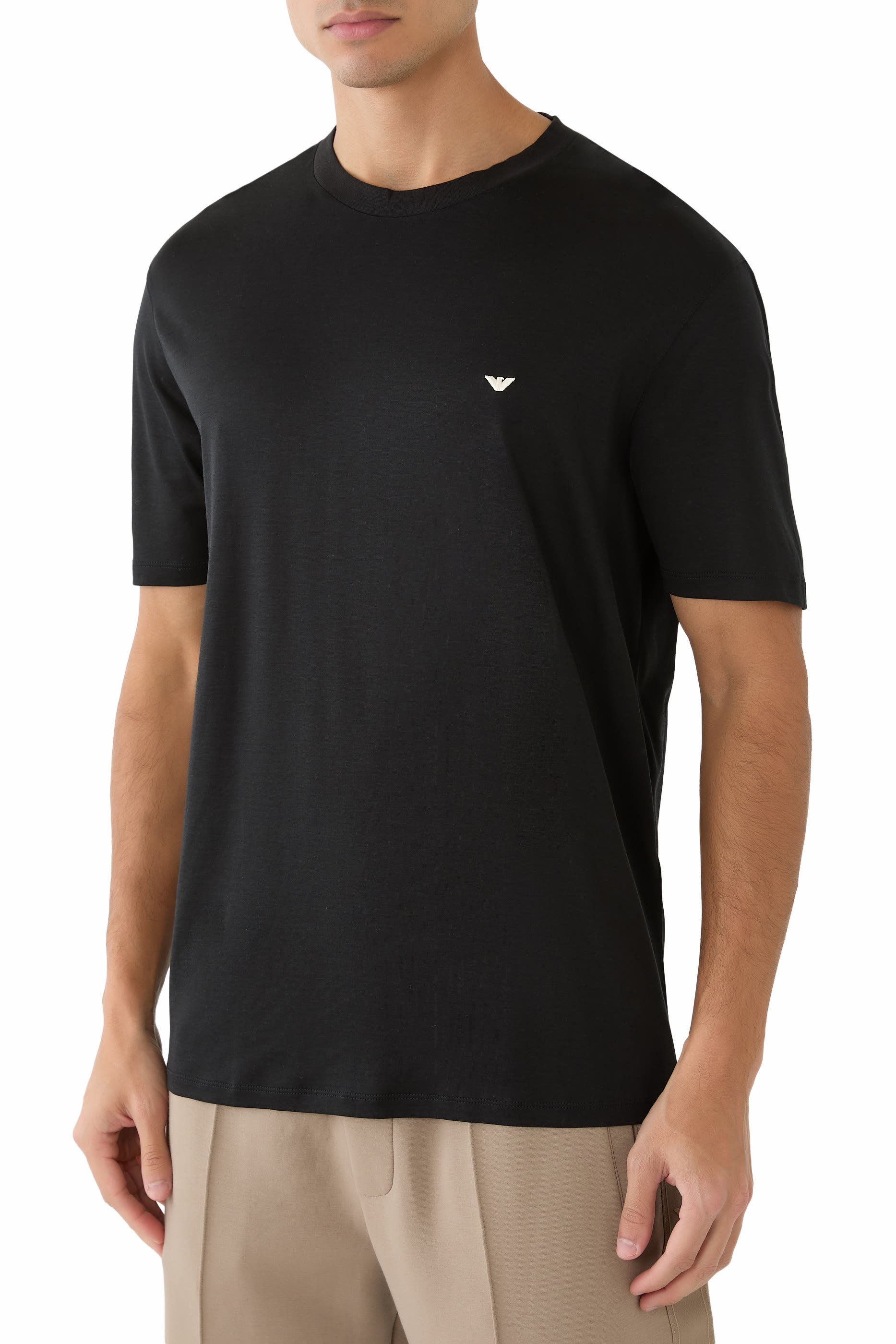 Embossed Eagle Embroidery Lyocell-Blend Jersey T-Shirt