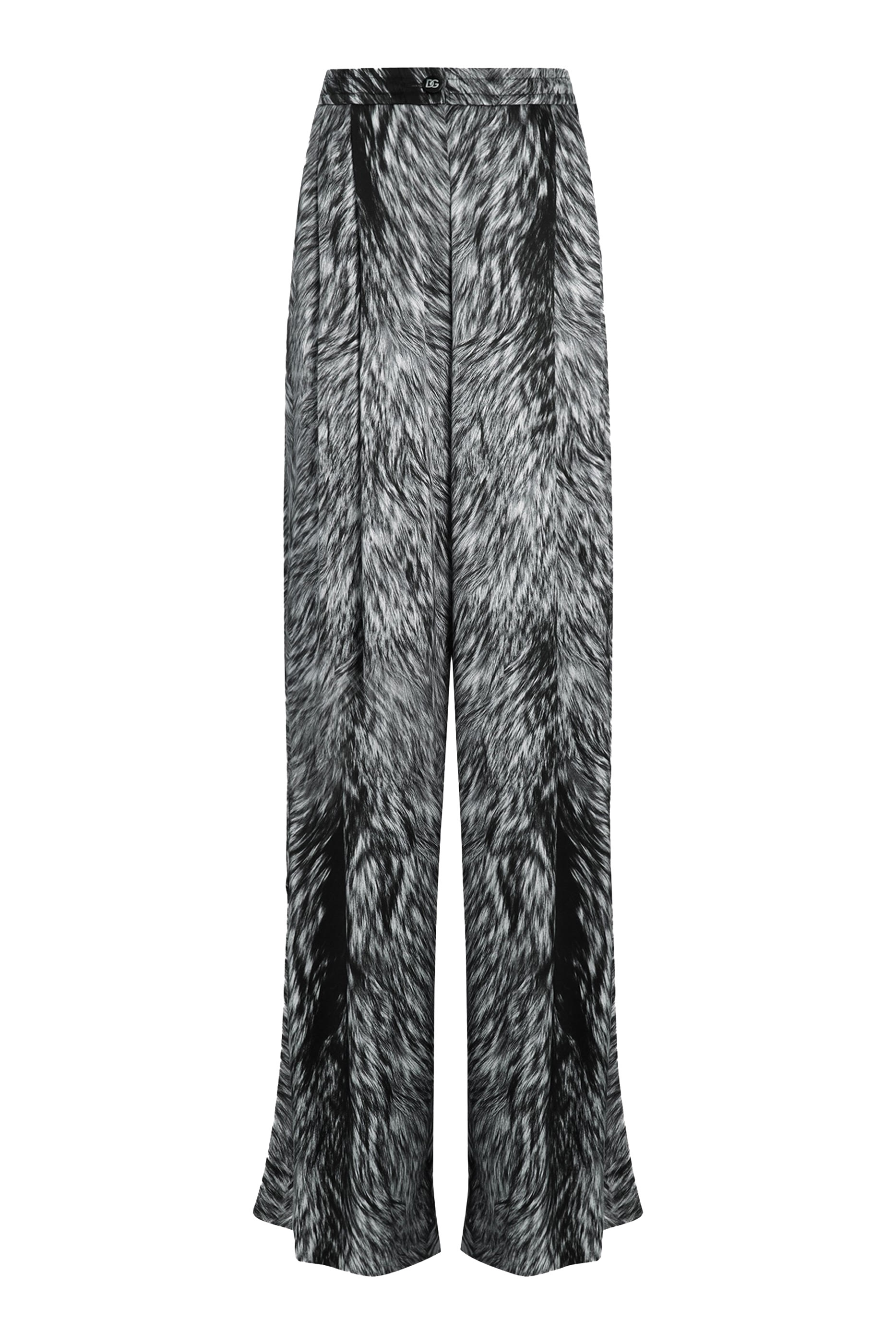 Fur Print Silk Satin Pajama Pants