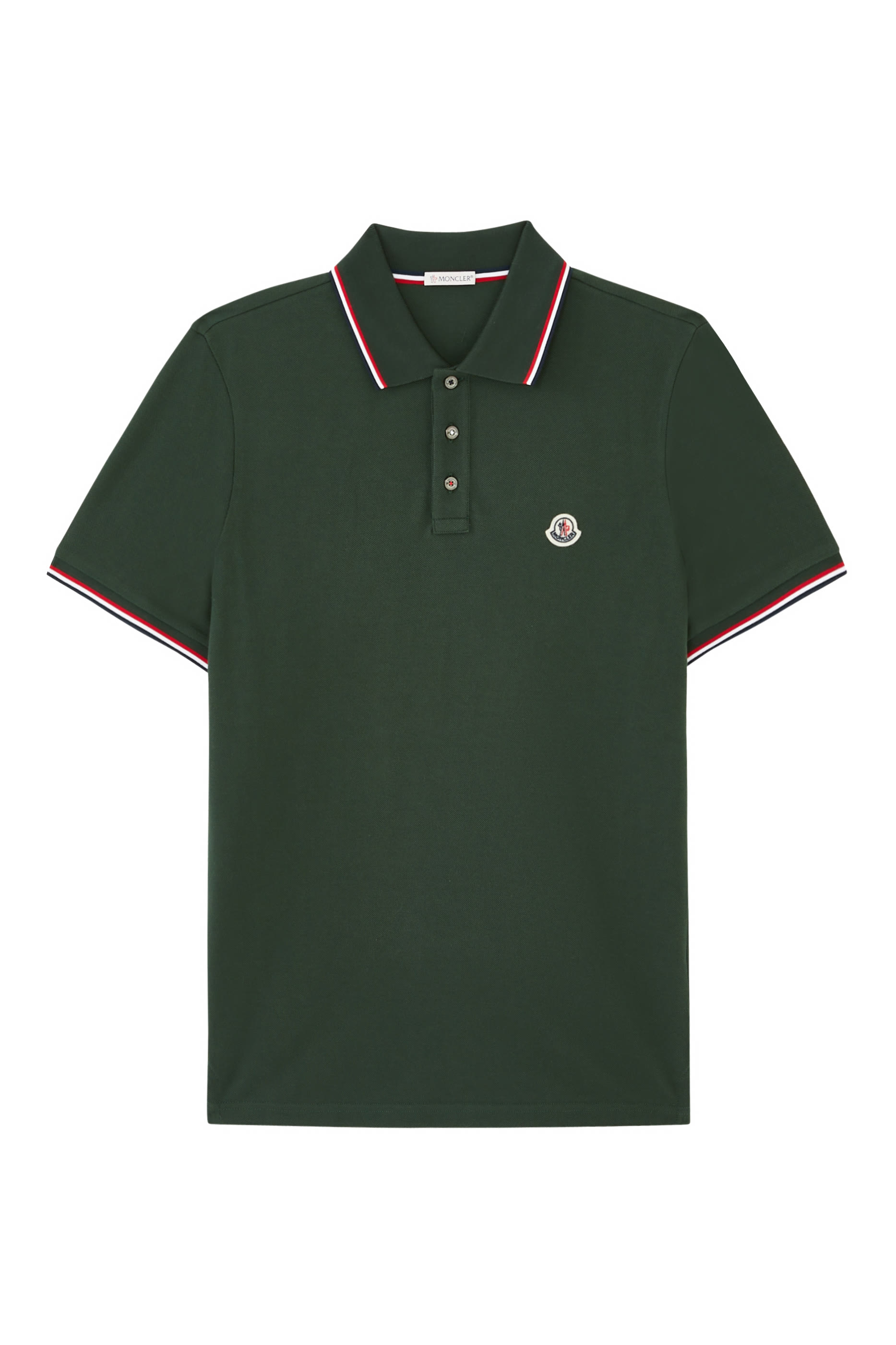 Tri-Color Stripe Logo Patch Polo Shirt