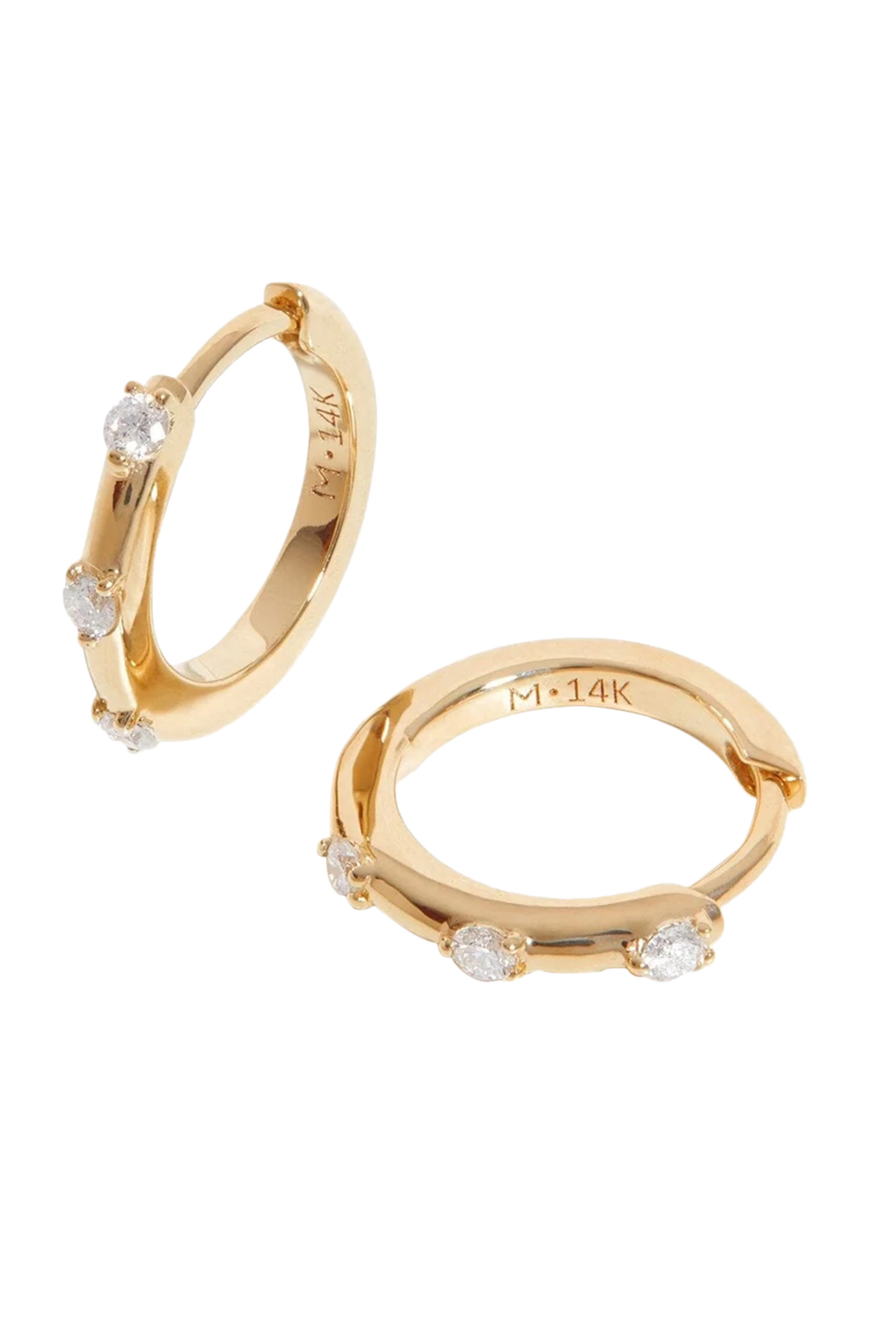 Fine Diamond Studded Huggies, 14k Gold & Diamonds