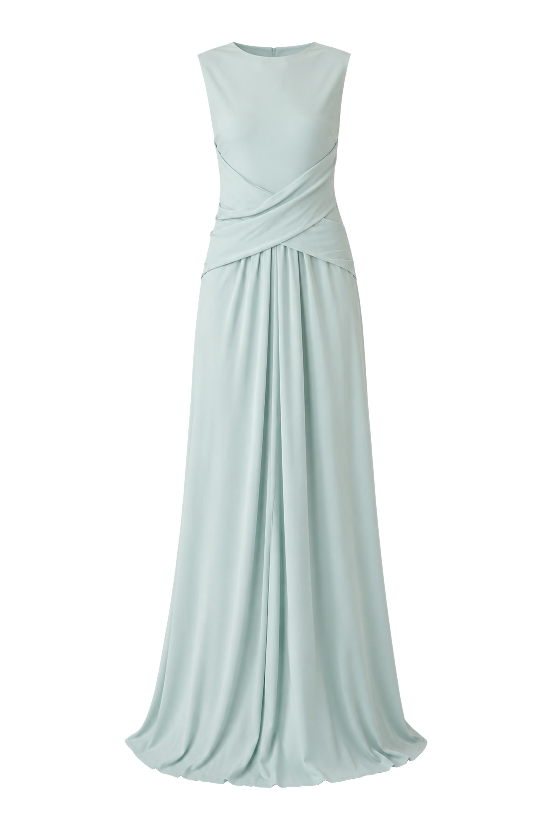  Waterfall Cross Drape Jersey Gown 