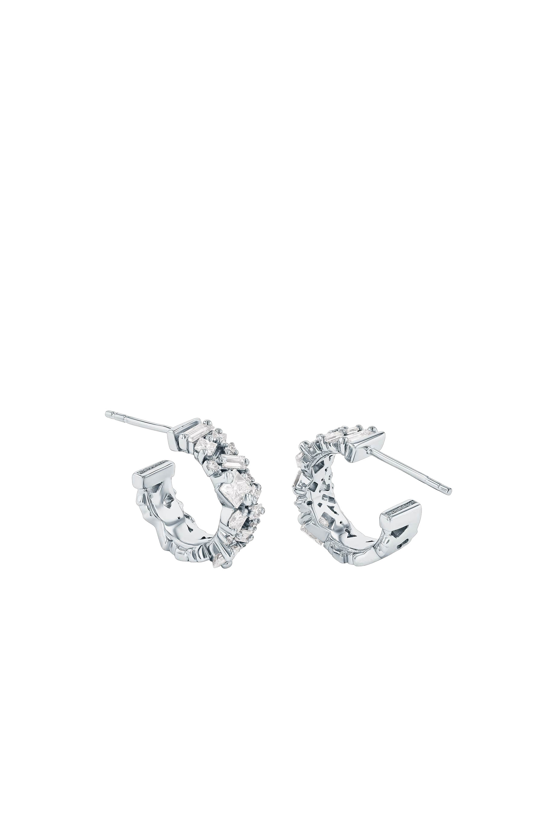 La Fantaisie Diamond Mini Hoops, 18K White Gold & Diamonds