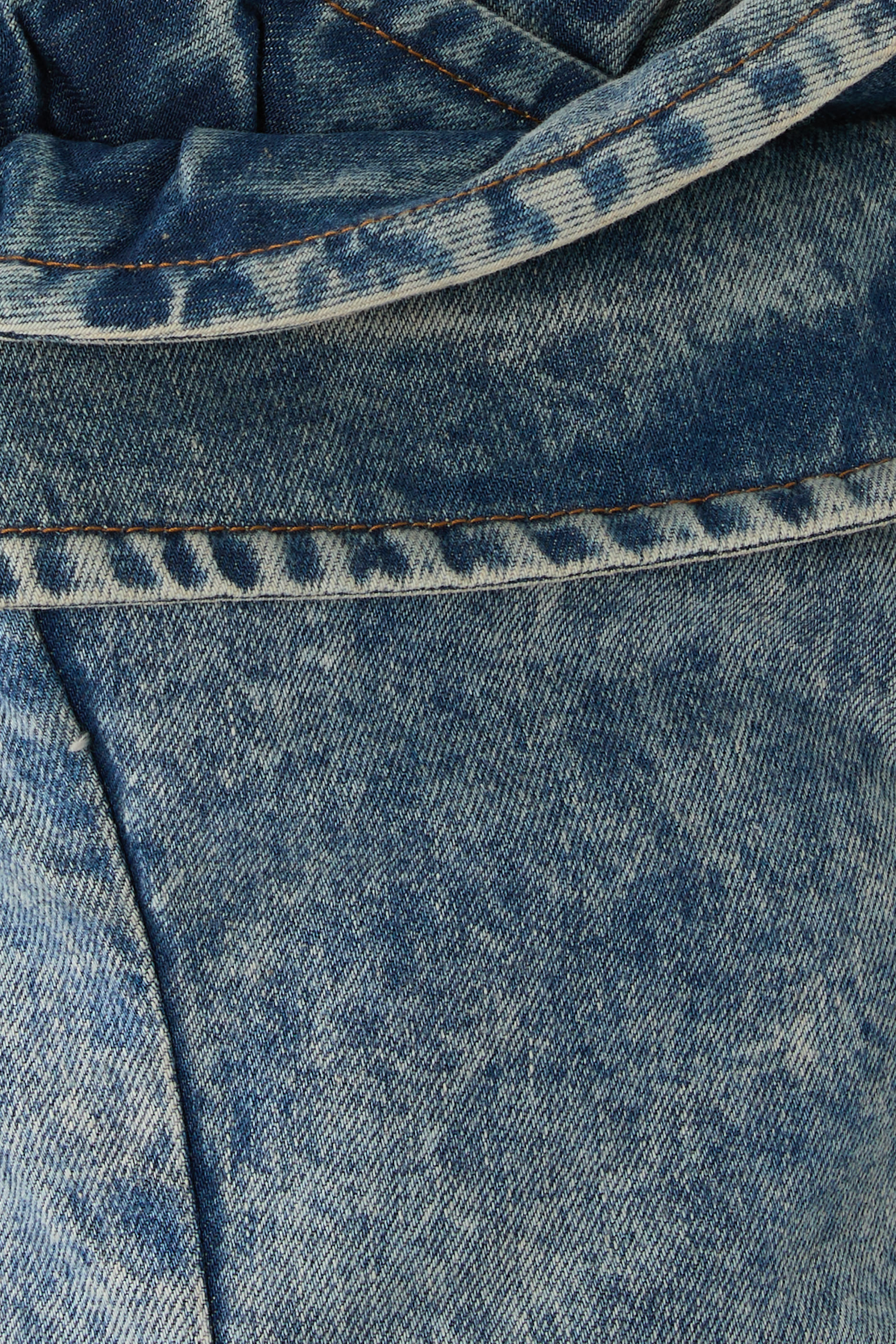 Denim Corset with Sculptural Neckline 