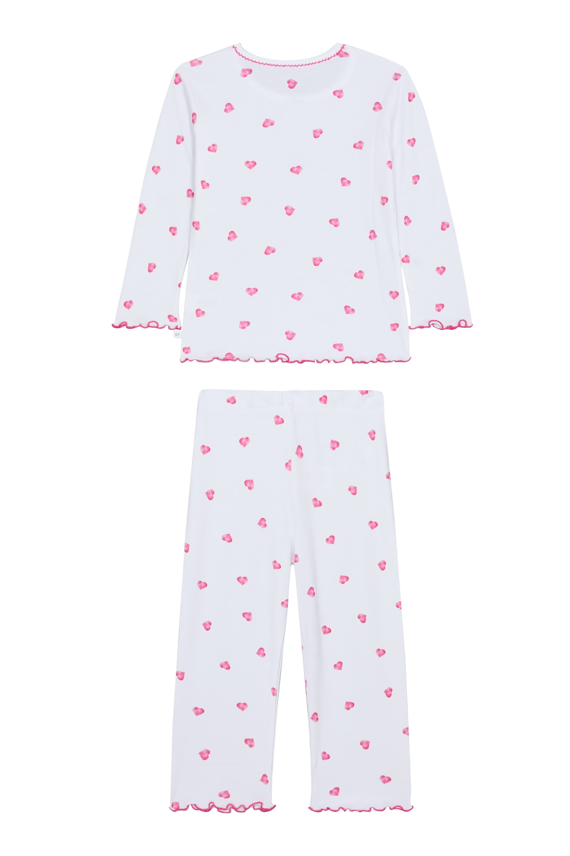 Kids  Pink Heart Print Pajamas with Frill