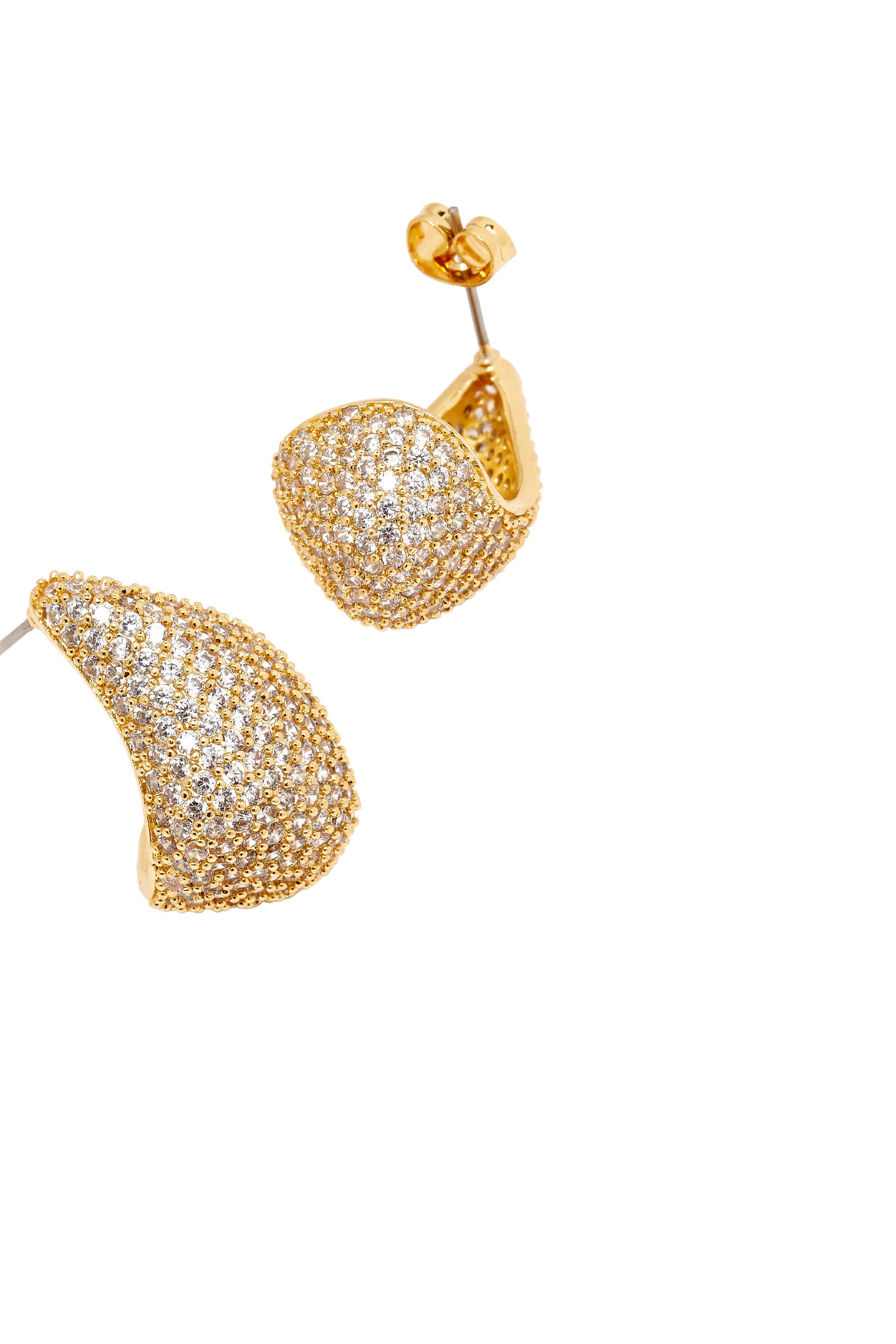 Odyssey Pav&eacute; Earrings, 14k Gold-Plated Brass, Crystals
