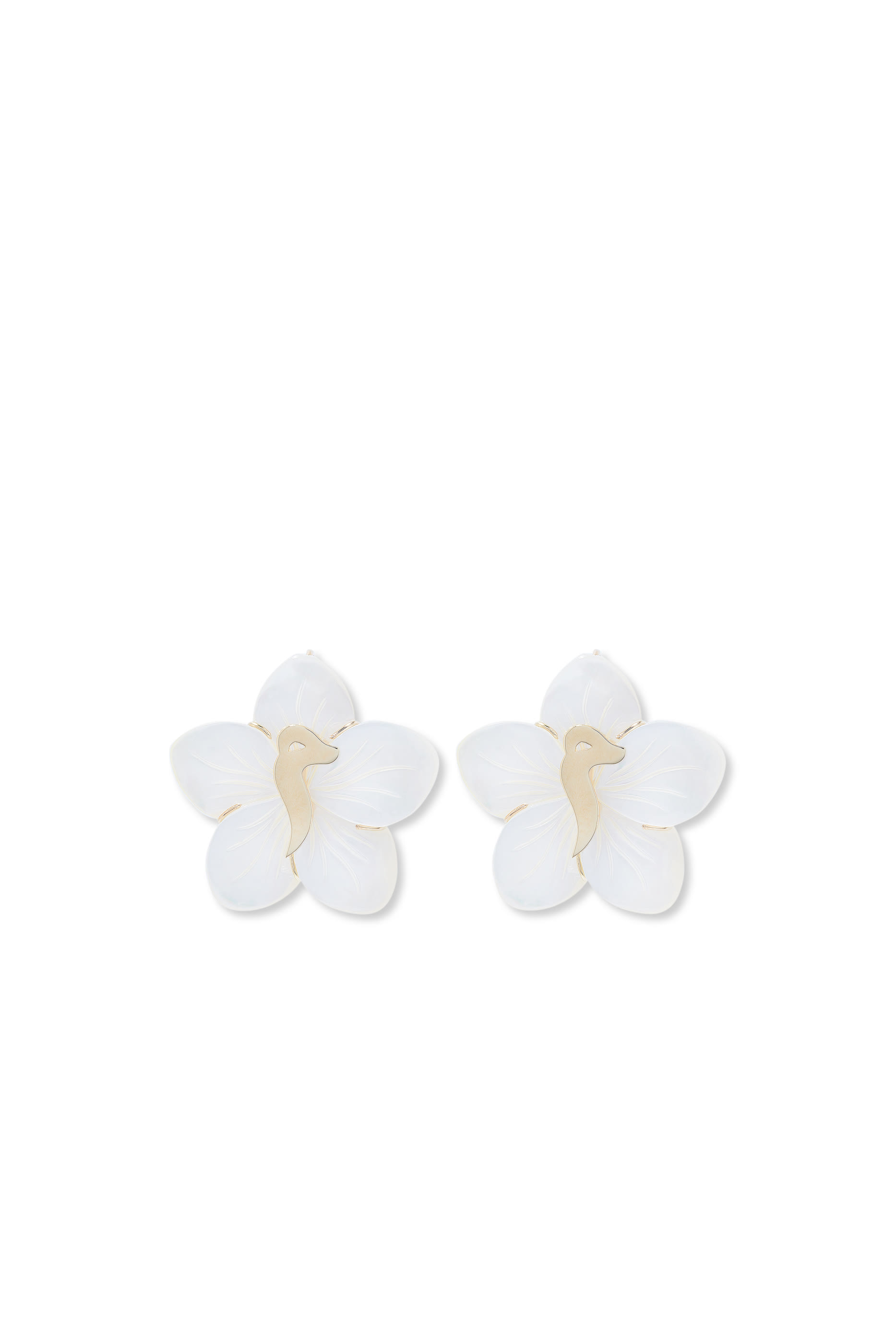 Oula Letter M Earrings, 18k Yellow Gold & Mother Of Pearl