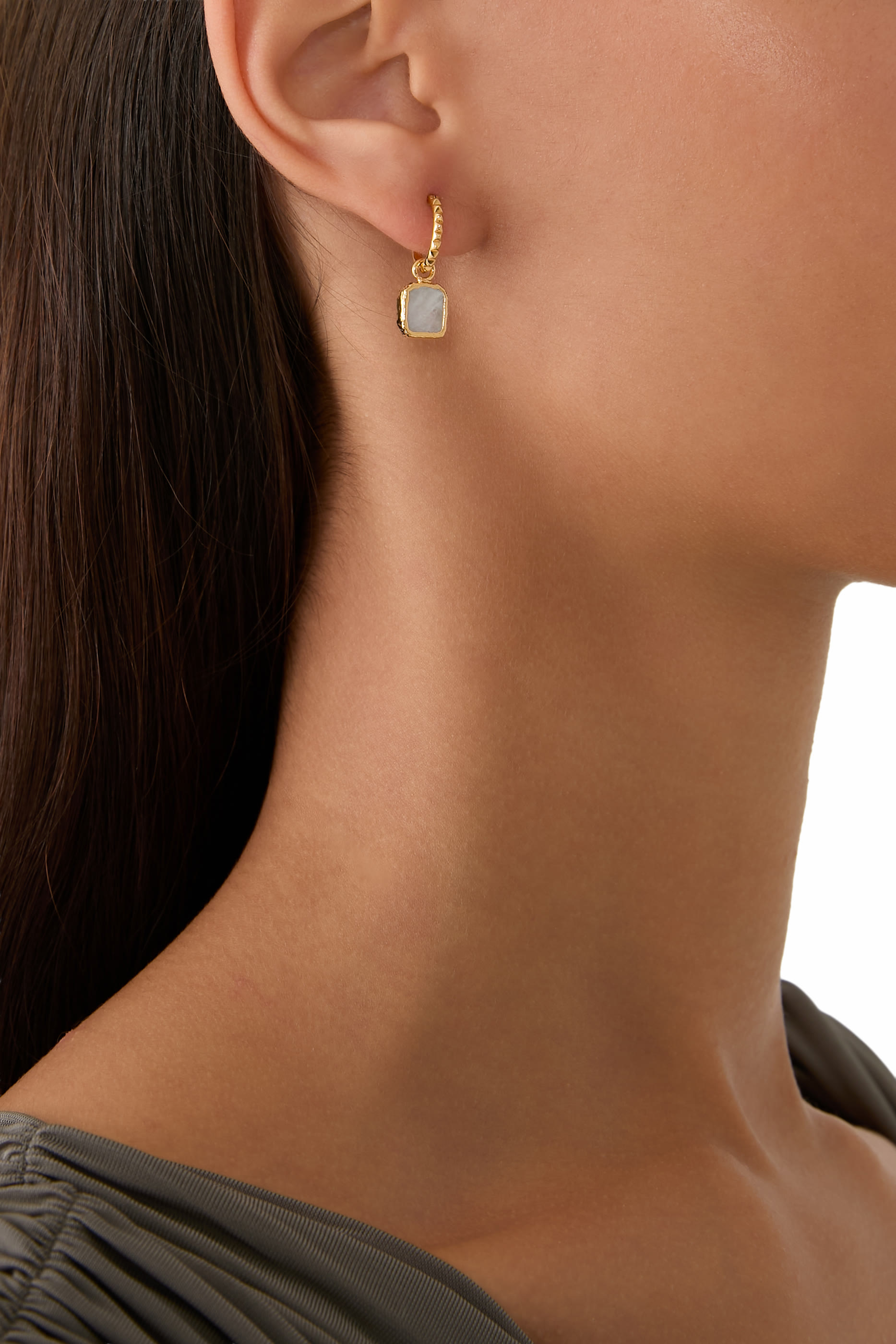 Mini Pyramid Charm Hoop Earrings