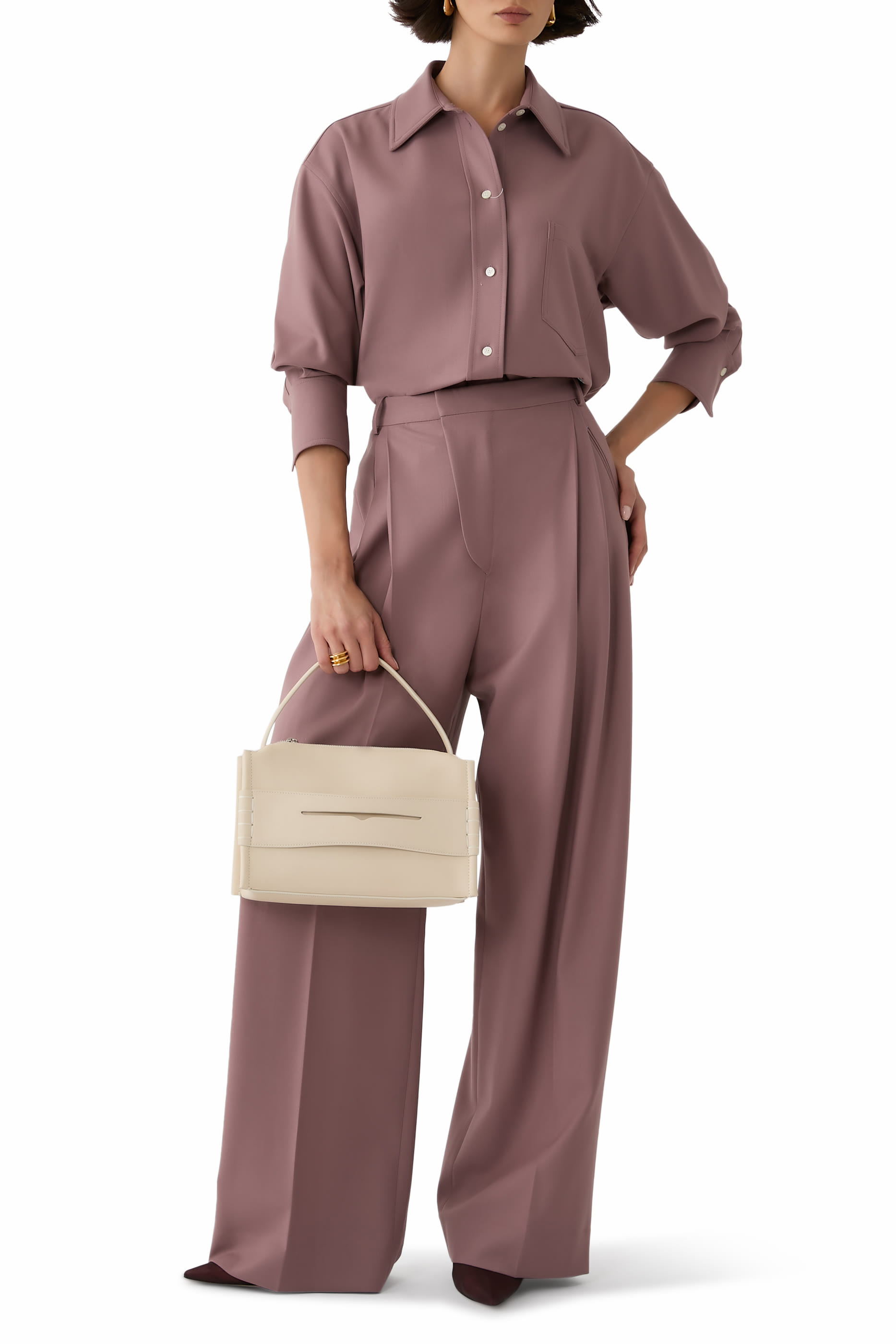 Alina Twill Wide-Leg Pants