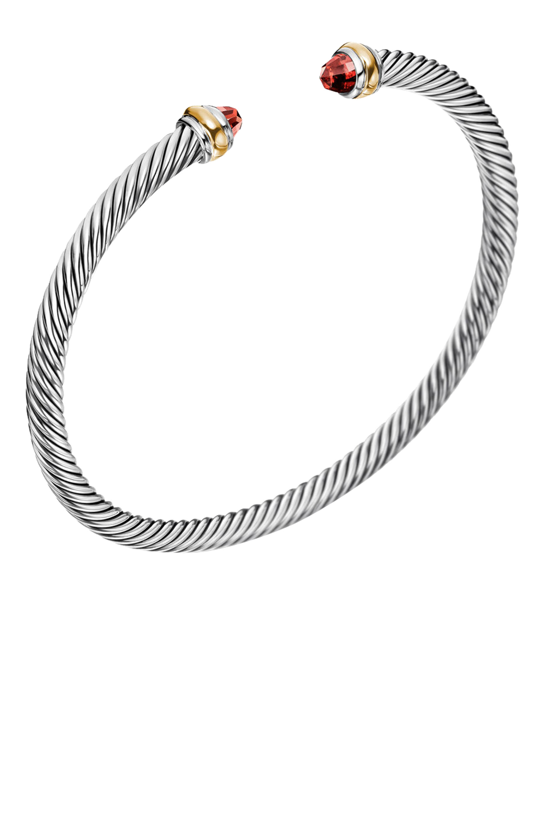 Classic Cable Bracelet, , 18k Yellow Gold with Sterling Silver & Garnets