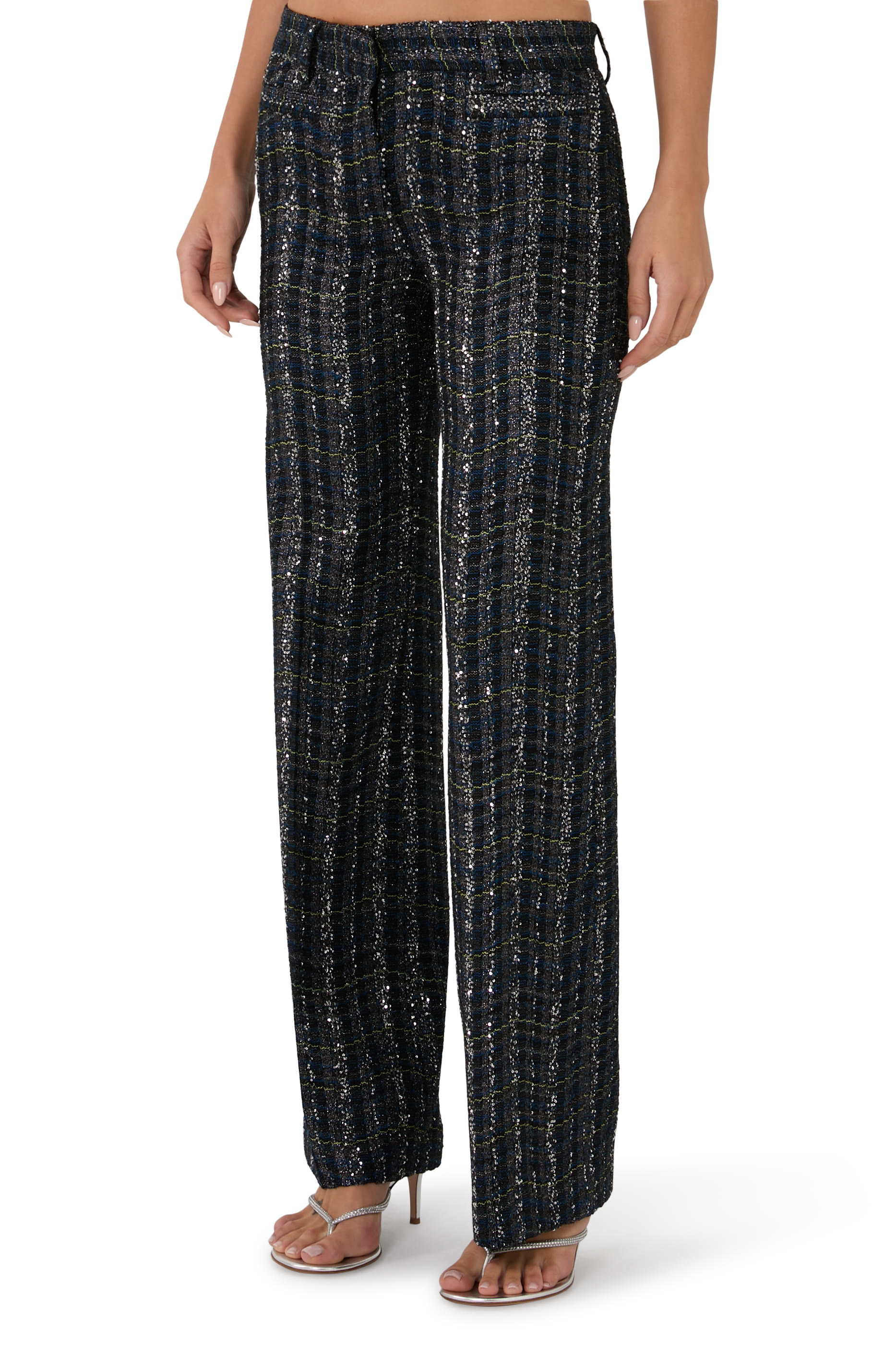 Tailored Check and Wave Pattern Trousers