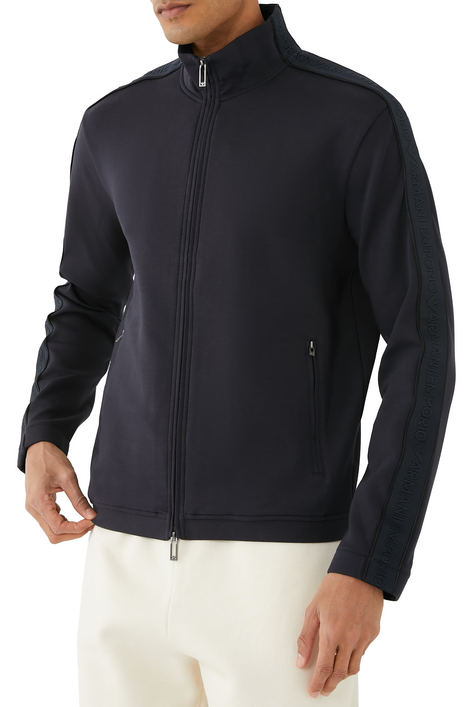 Logo Tape Double-Jersey Zip Sweatshirt