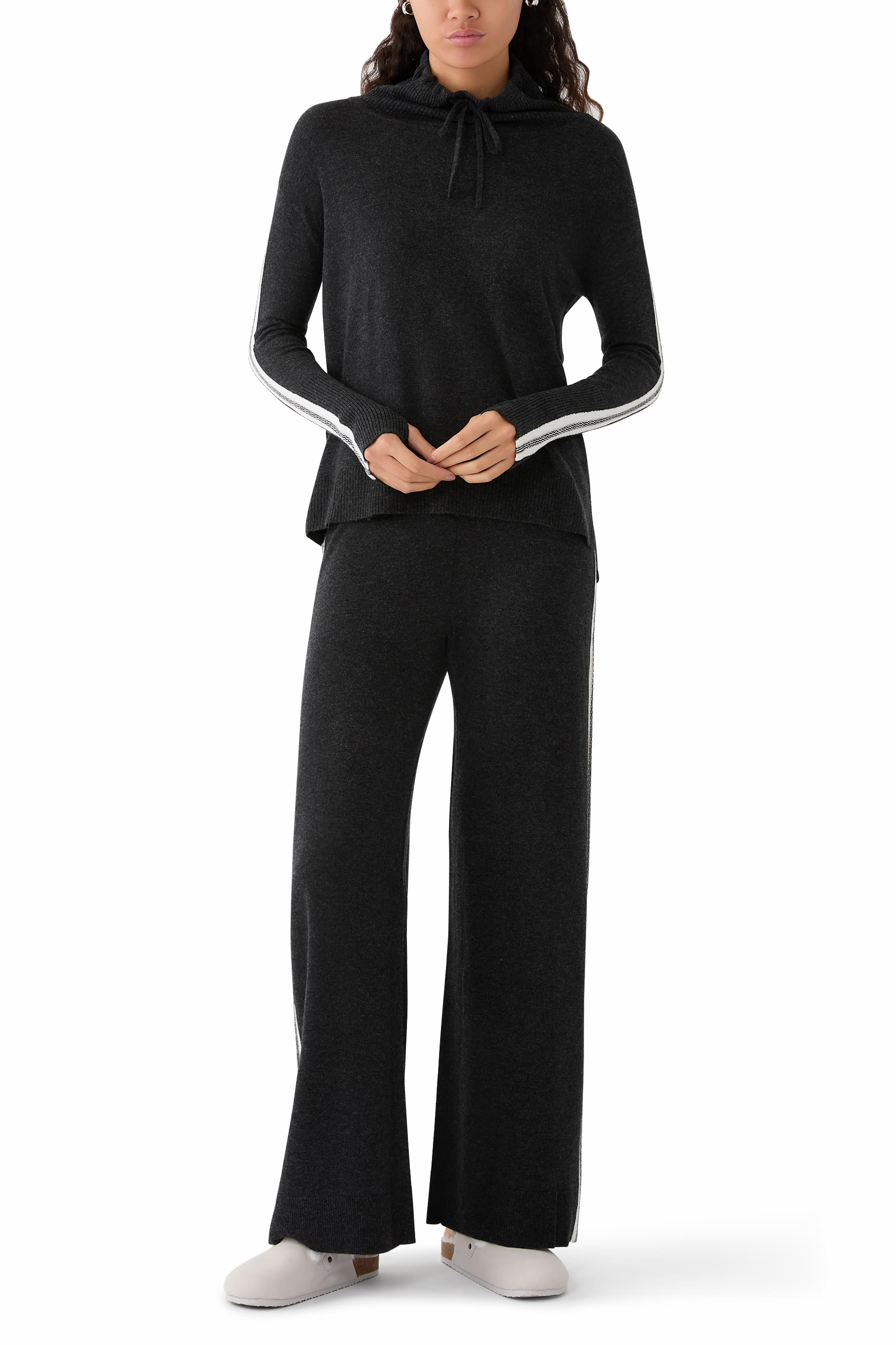 Strapping Detail Funnel Neck Sweater with Cashmere