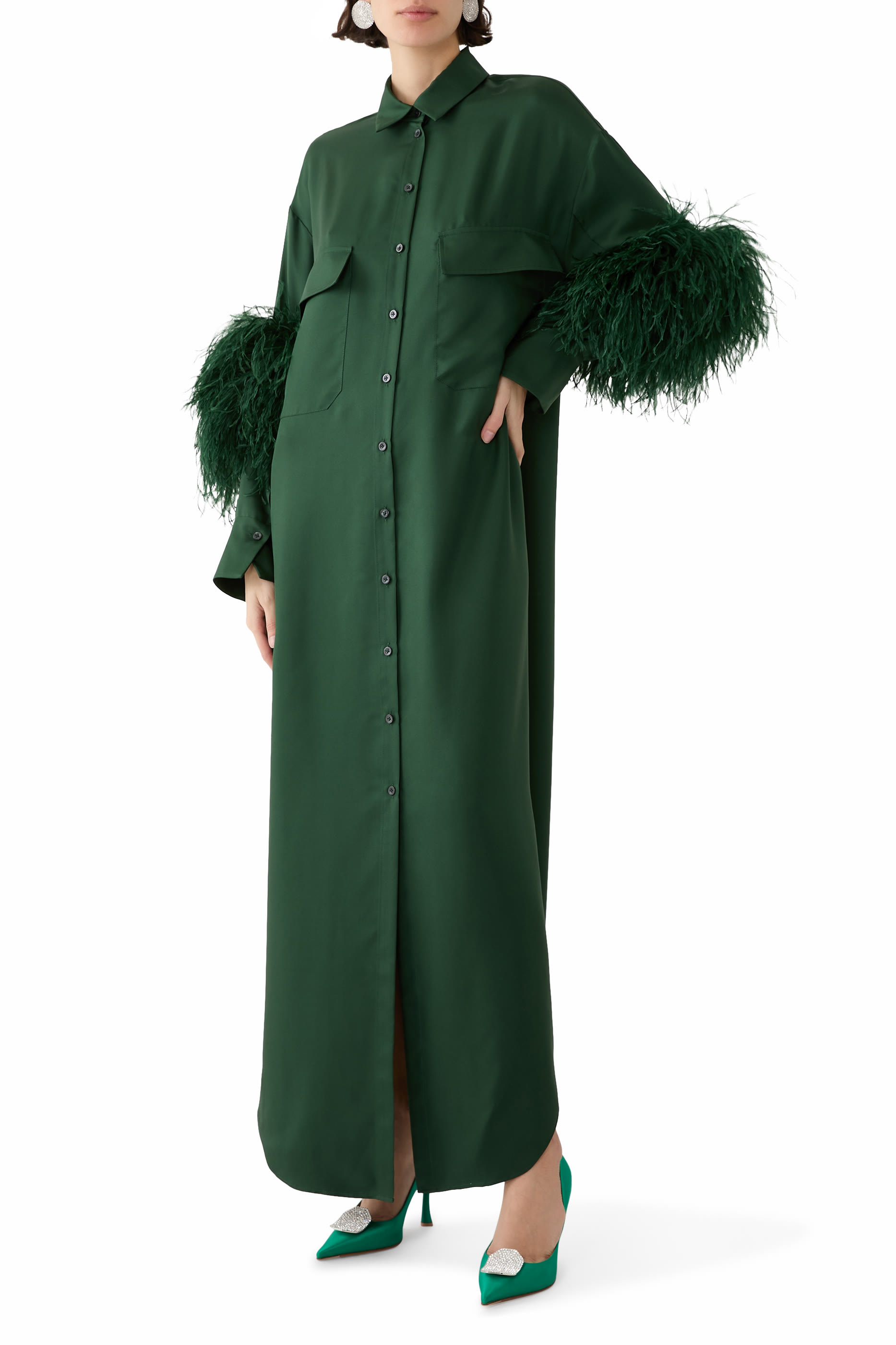 Bloomingdale's Exclusive Button Down Feathered Dress