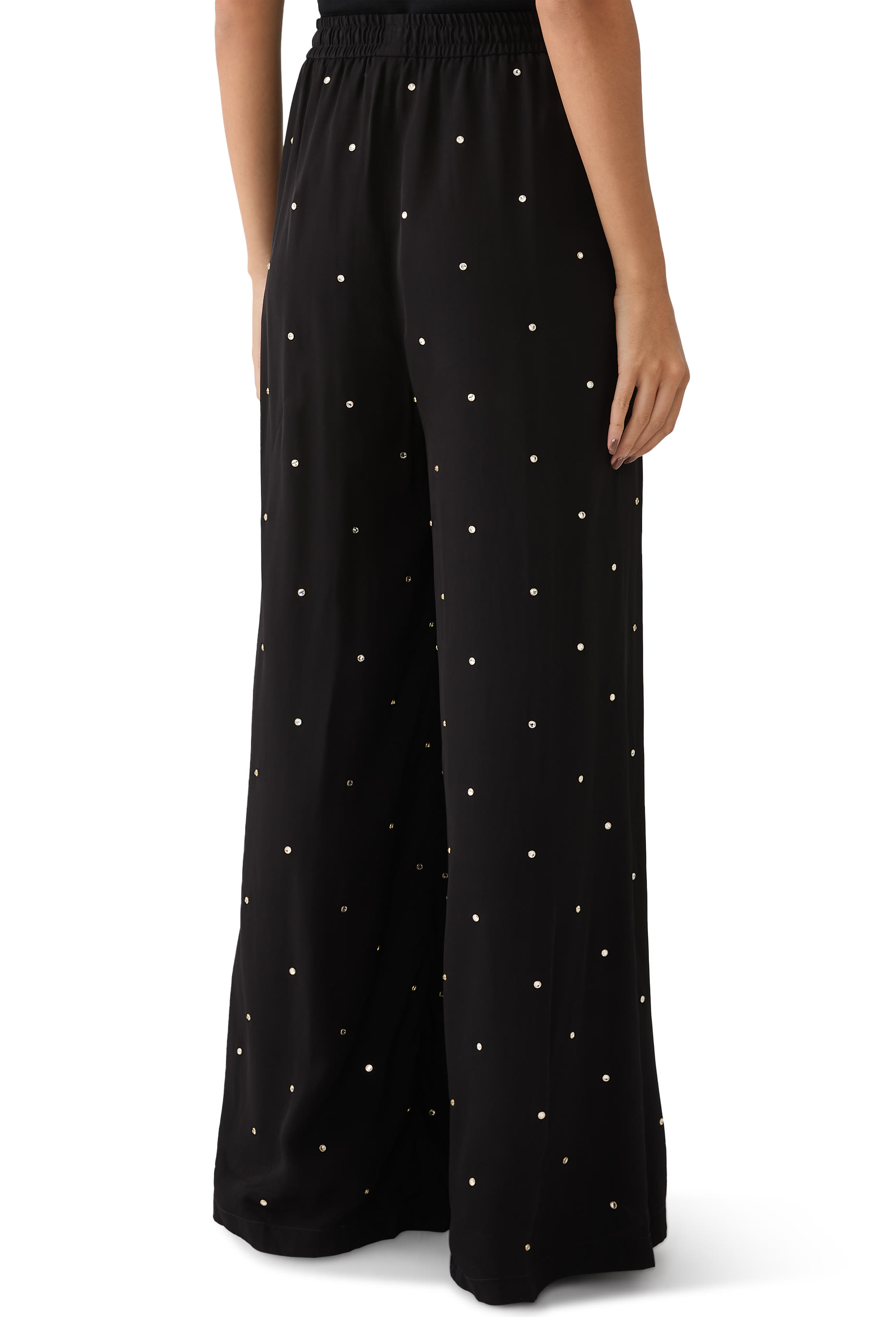 Lead-Free Crystal High-Rise Wide-Leg Trousers