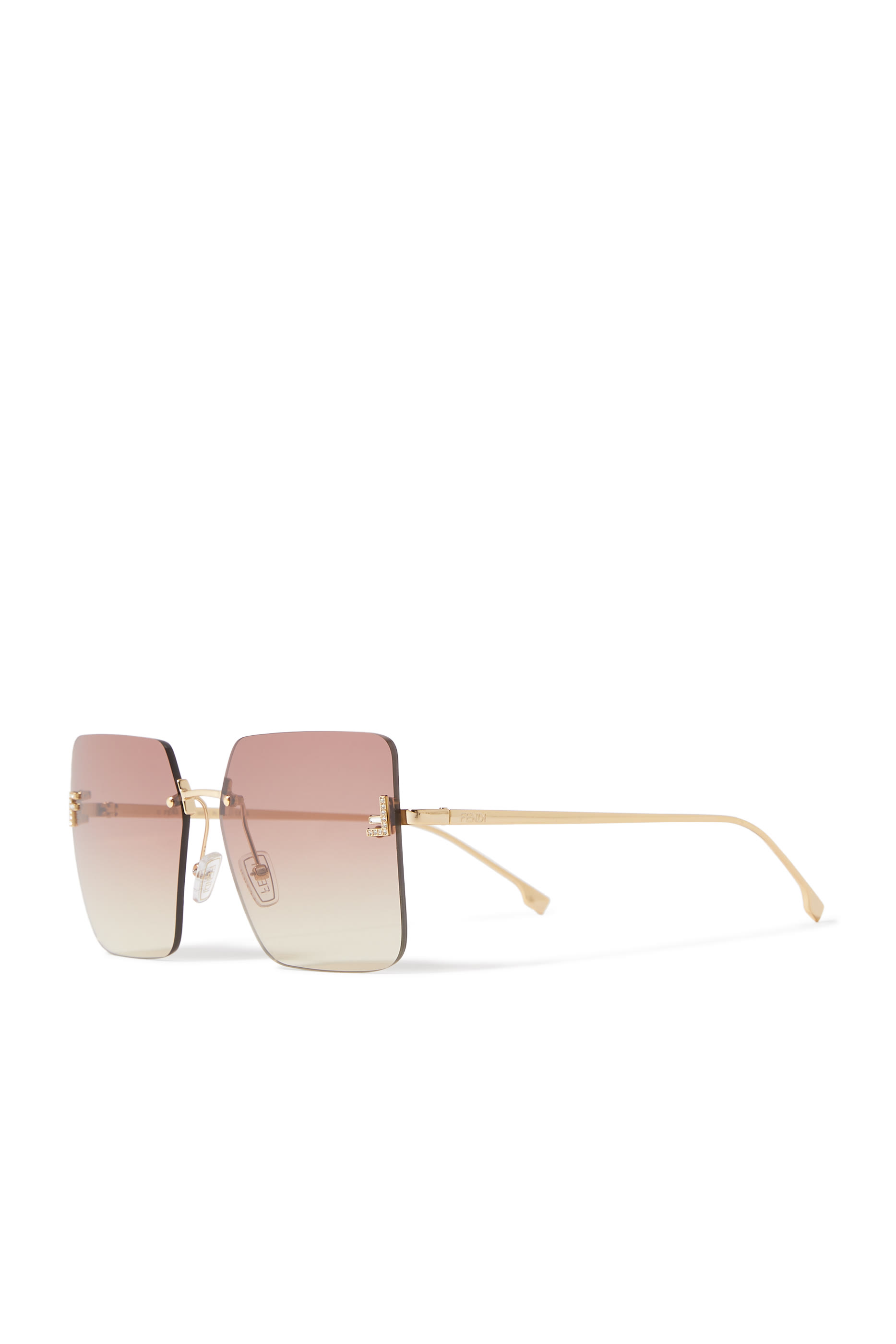 Fendi First Crystal Gold Geometric Sunglasses