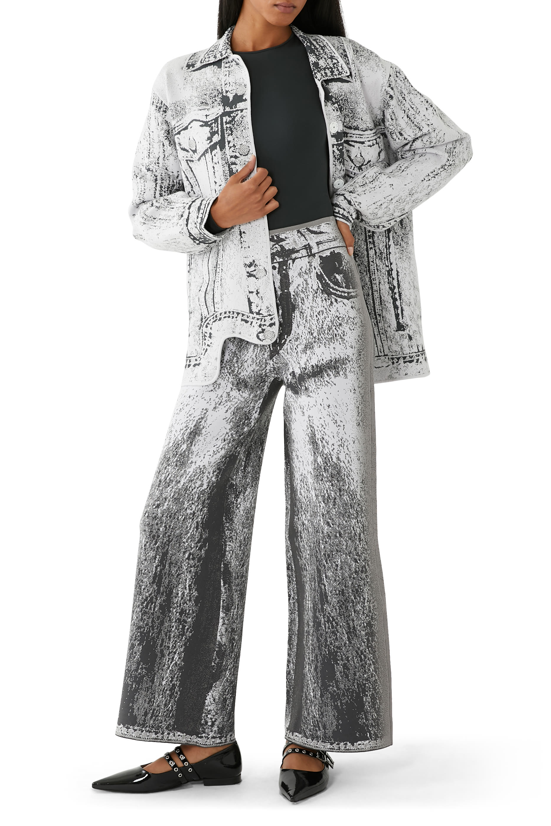 Hana Denim Print Oversized Jacket