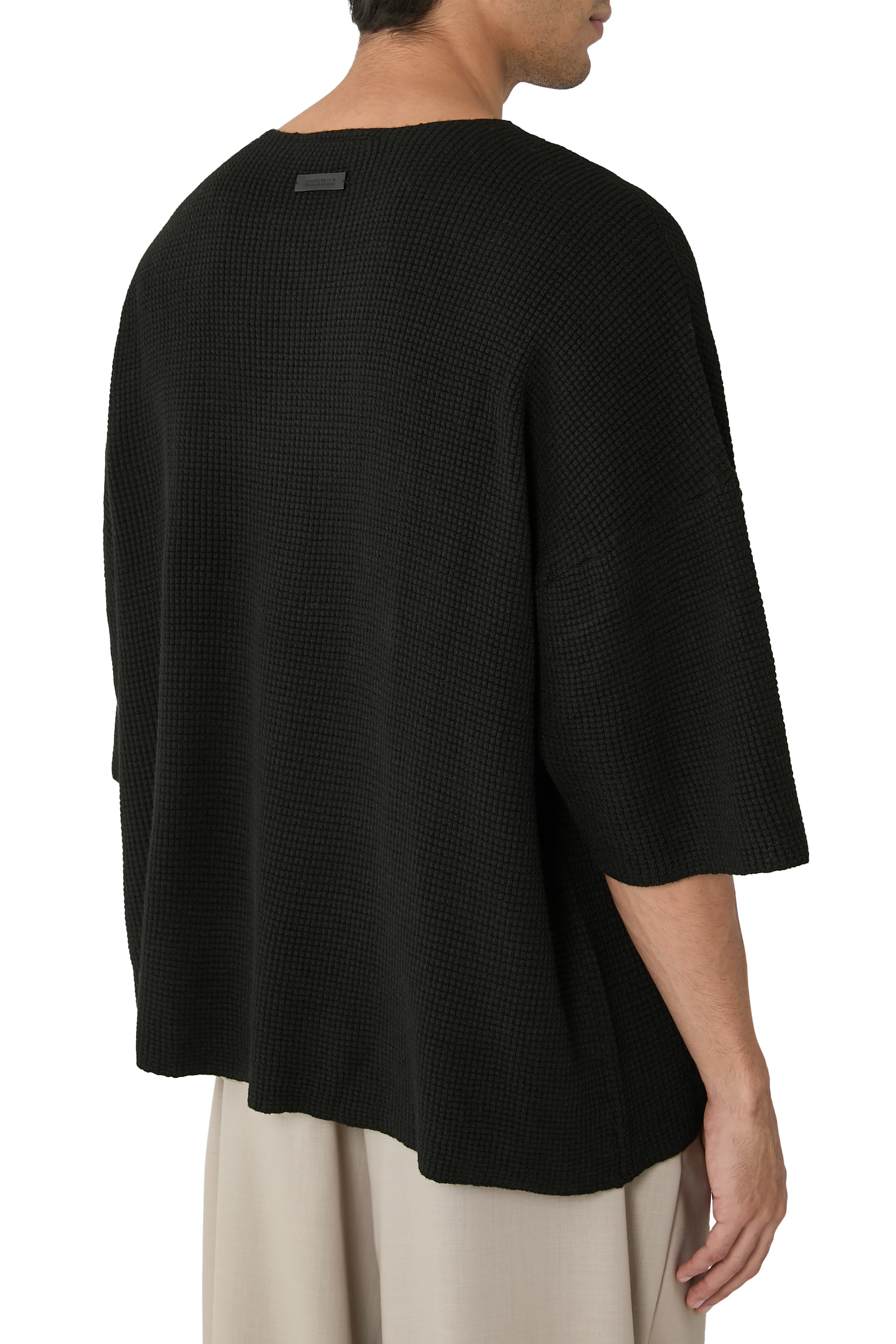  Waffle Short Sleeve Sweater