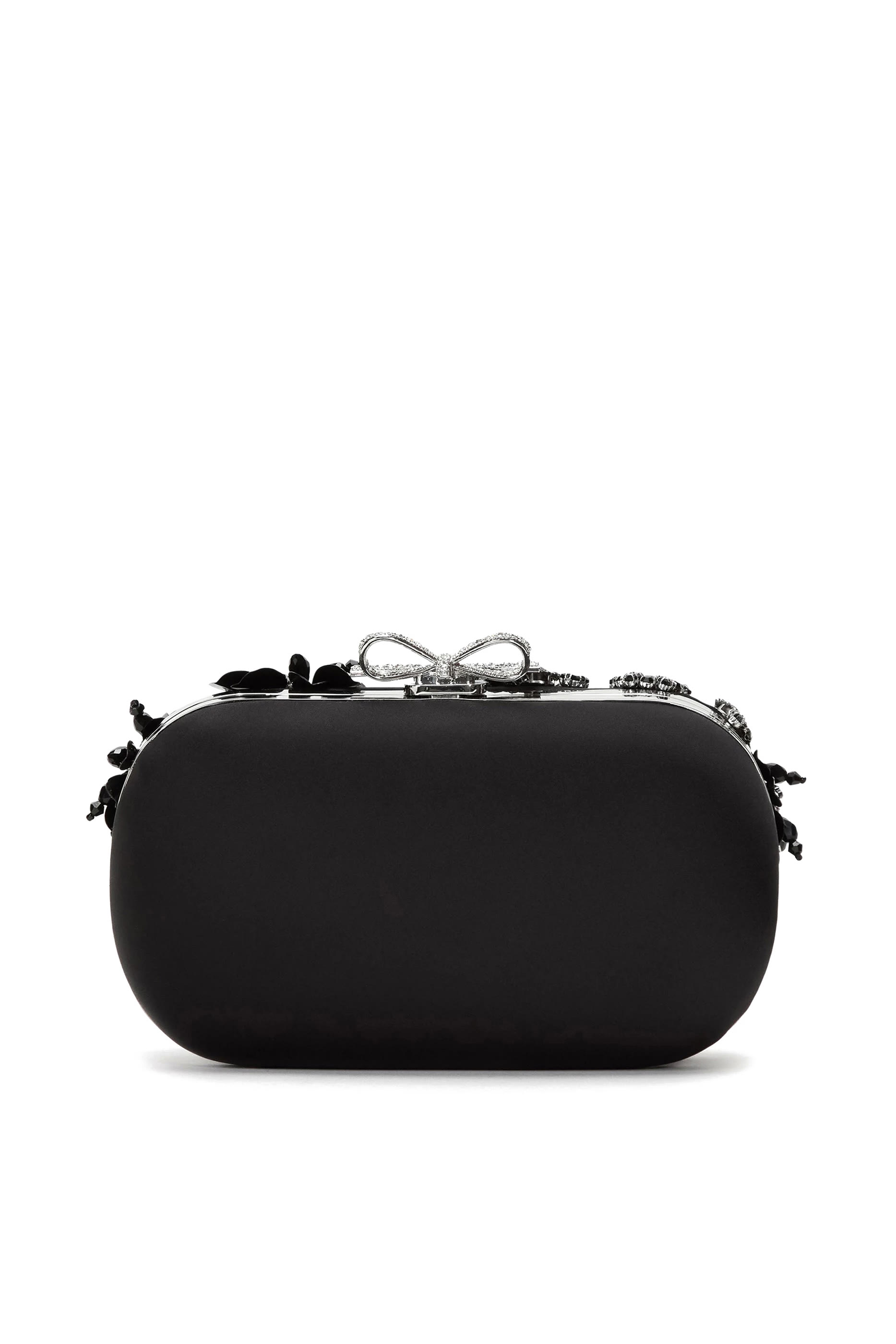 Satin Floral Crystal Clutch Bag