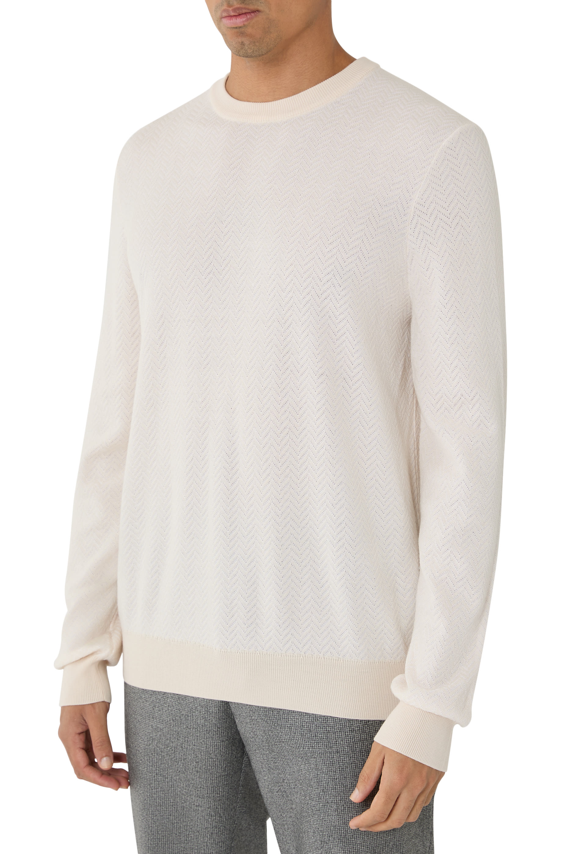 H-Habito Herringbone-Structured Sweater