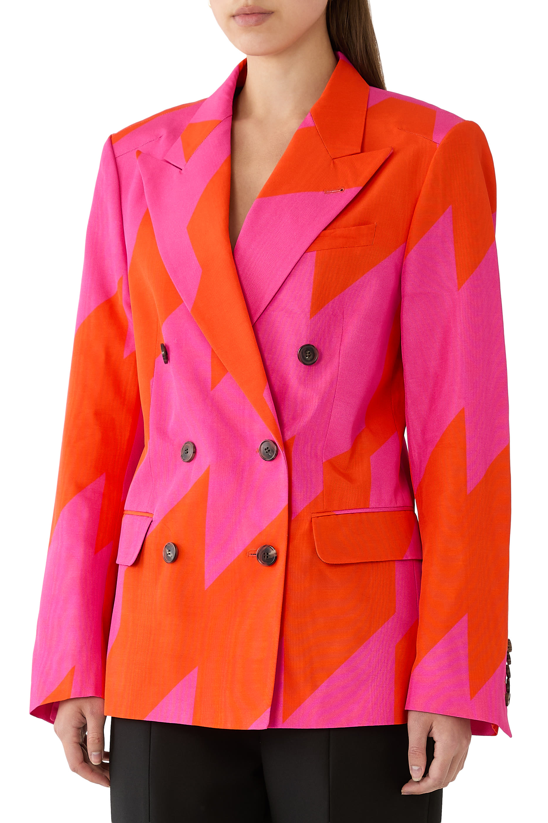 Double-Breasted Moir&eacute; Blazer