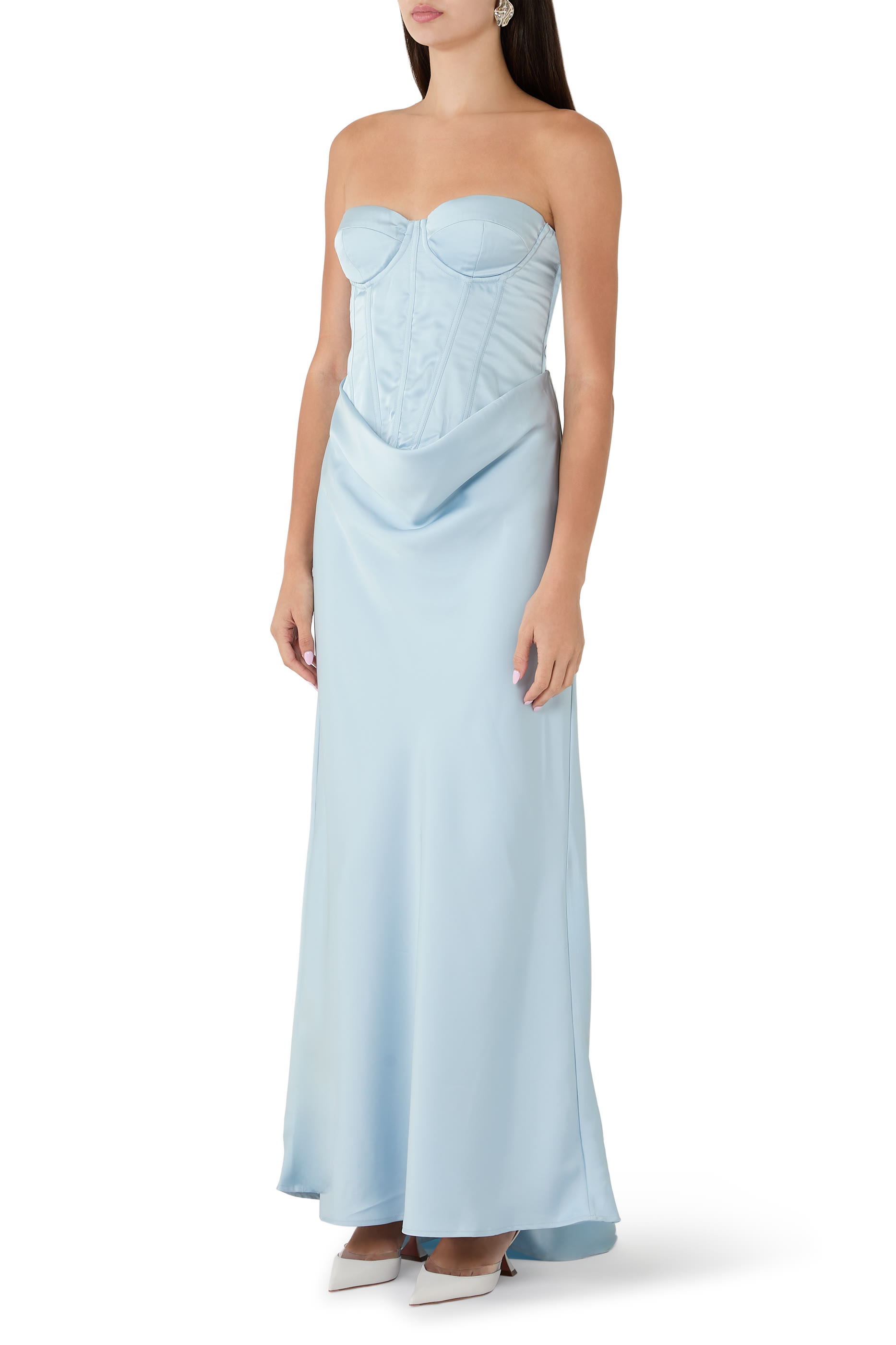  Satin Corset Maxi Dress