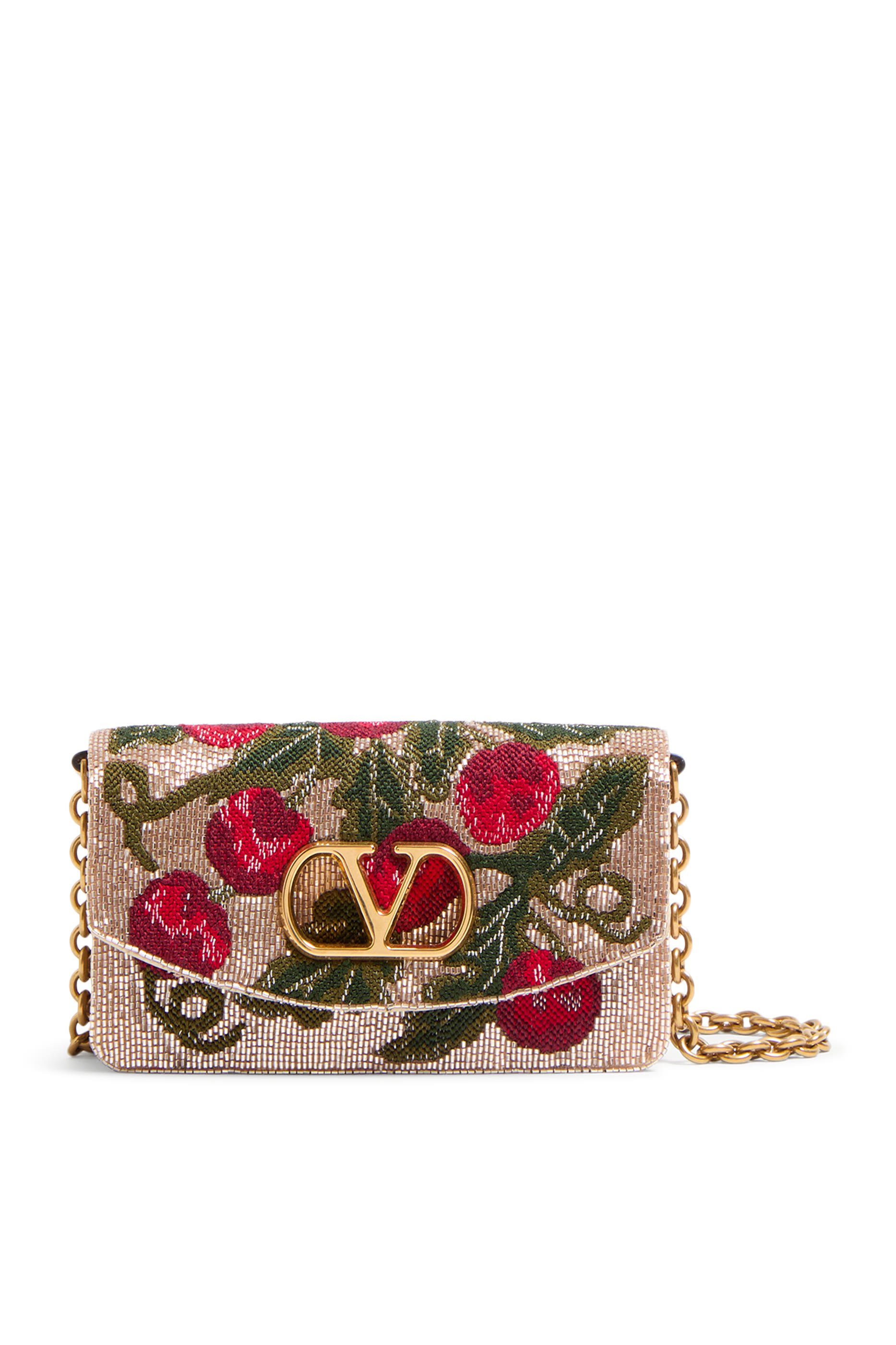 Vain Embroidered Shoulder Clutch Bag with Cherryfic Pattern