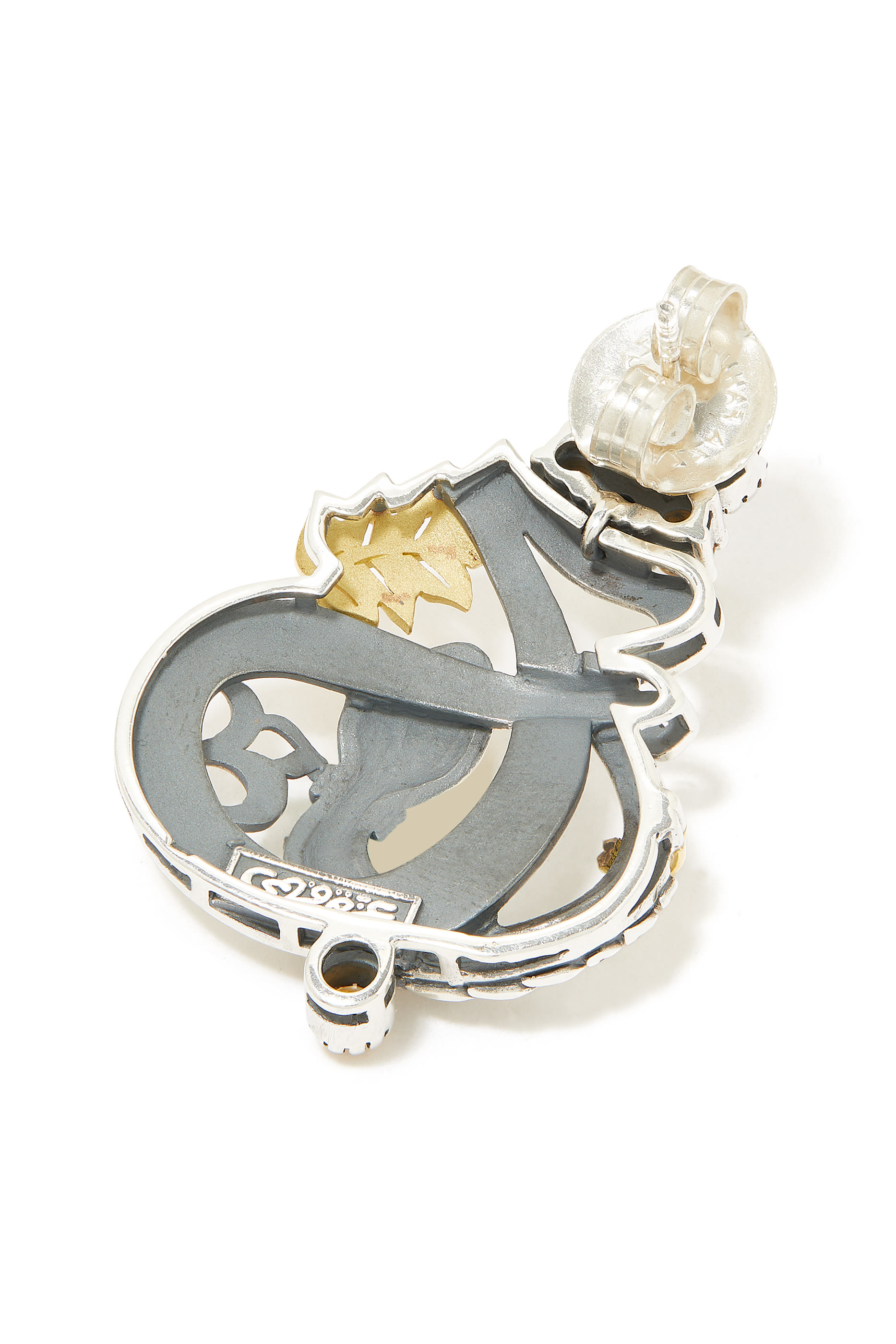 Citrine Love and Rebirth Single Earrings, 18K Yellow Gold & Sterling Silver