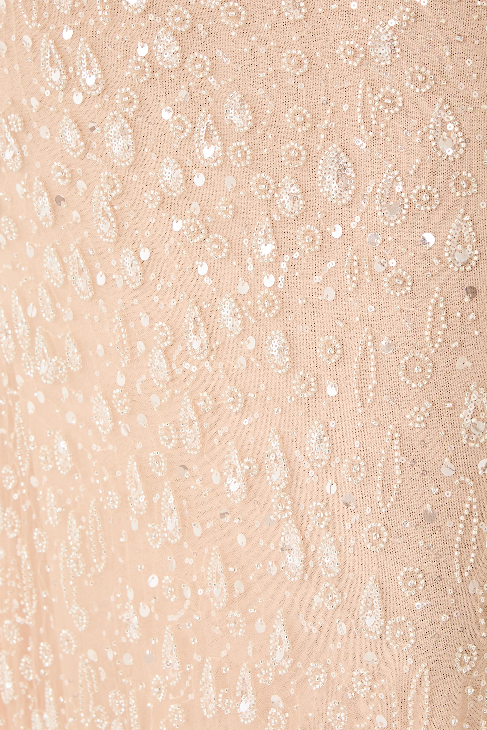 Embellished Gown with Deep V-Neck and Cape Sleeves