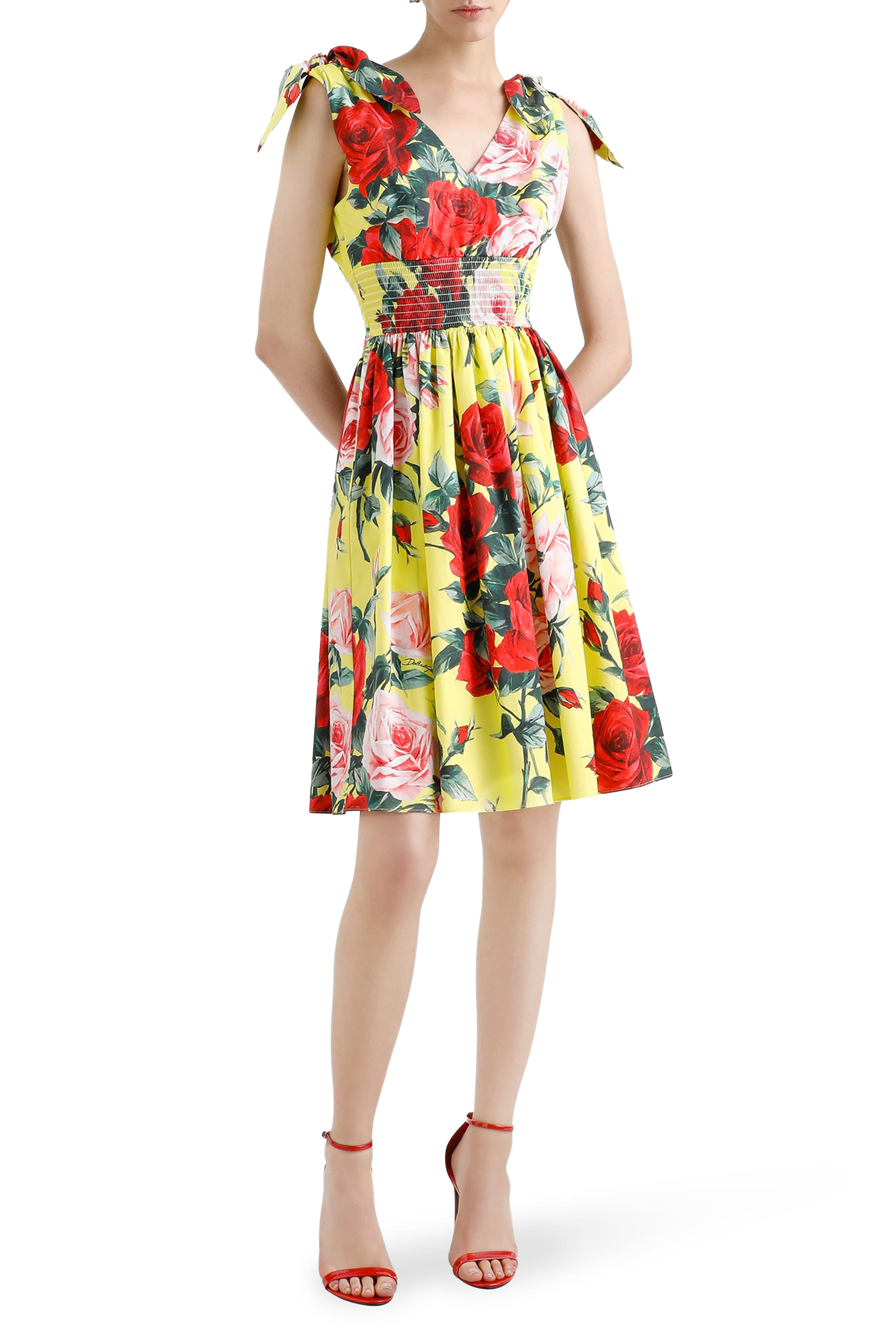 Printed Cotton Midi Dress