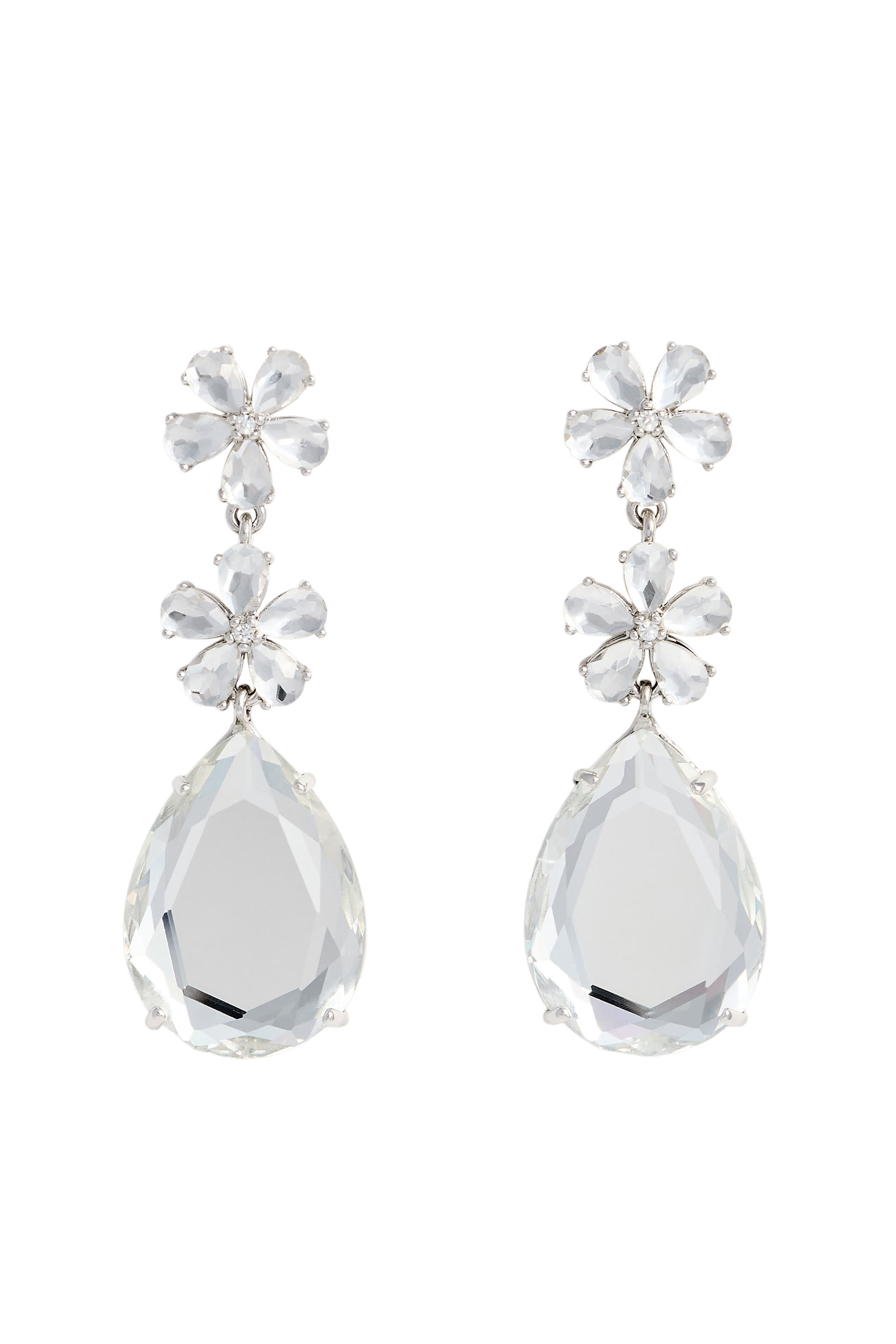 Crystal Flower Tiered Earrings 