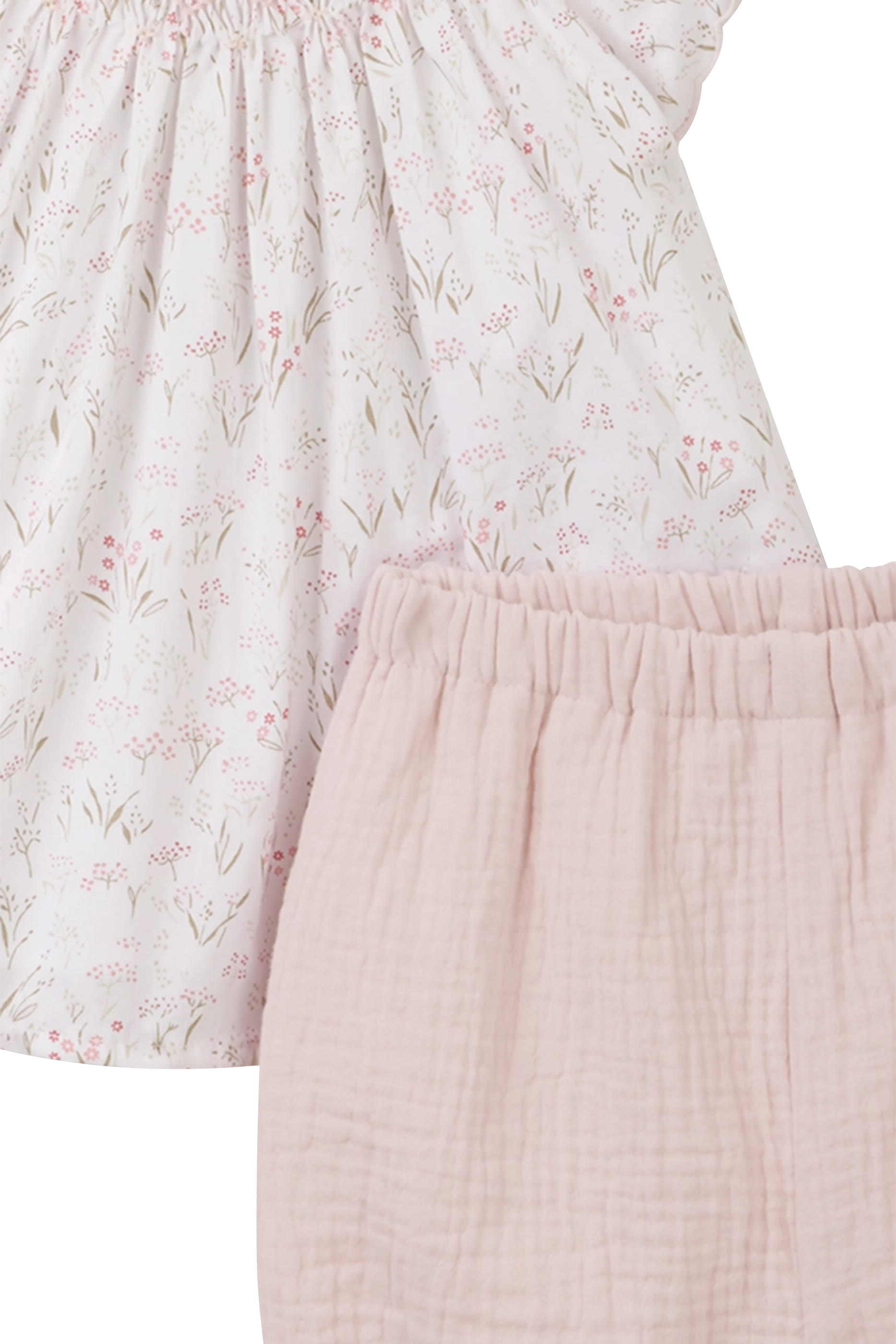 Kids Celine Floral Organic Cotton Hand Smocked Blouse & Shorts Set