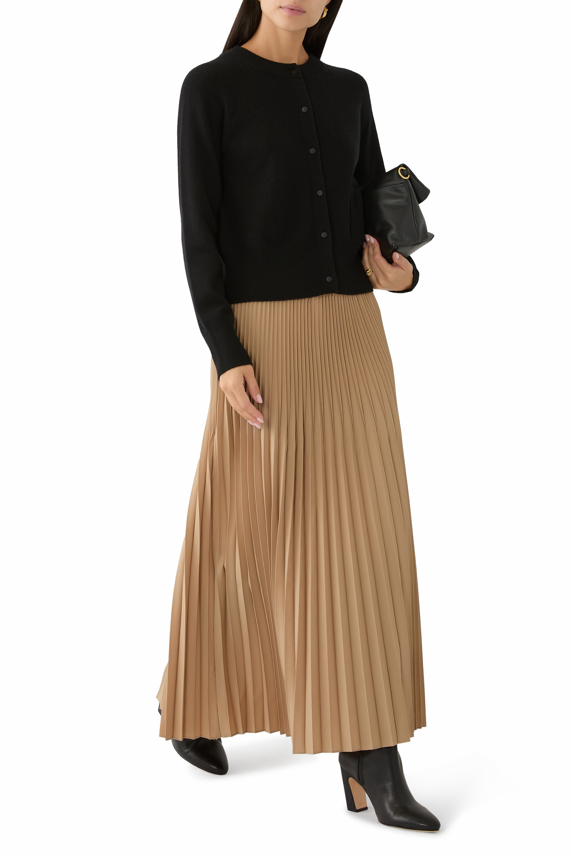 Woven Wool Silk A-Line Skirt